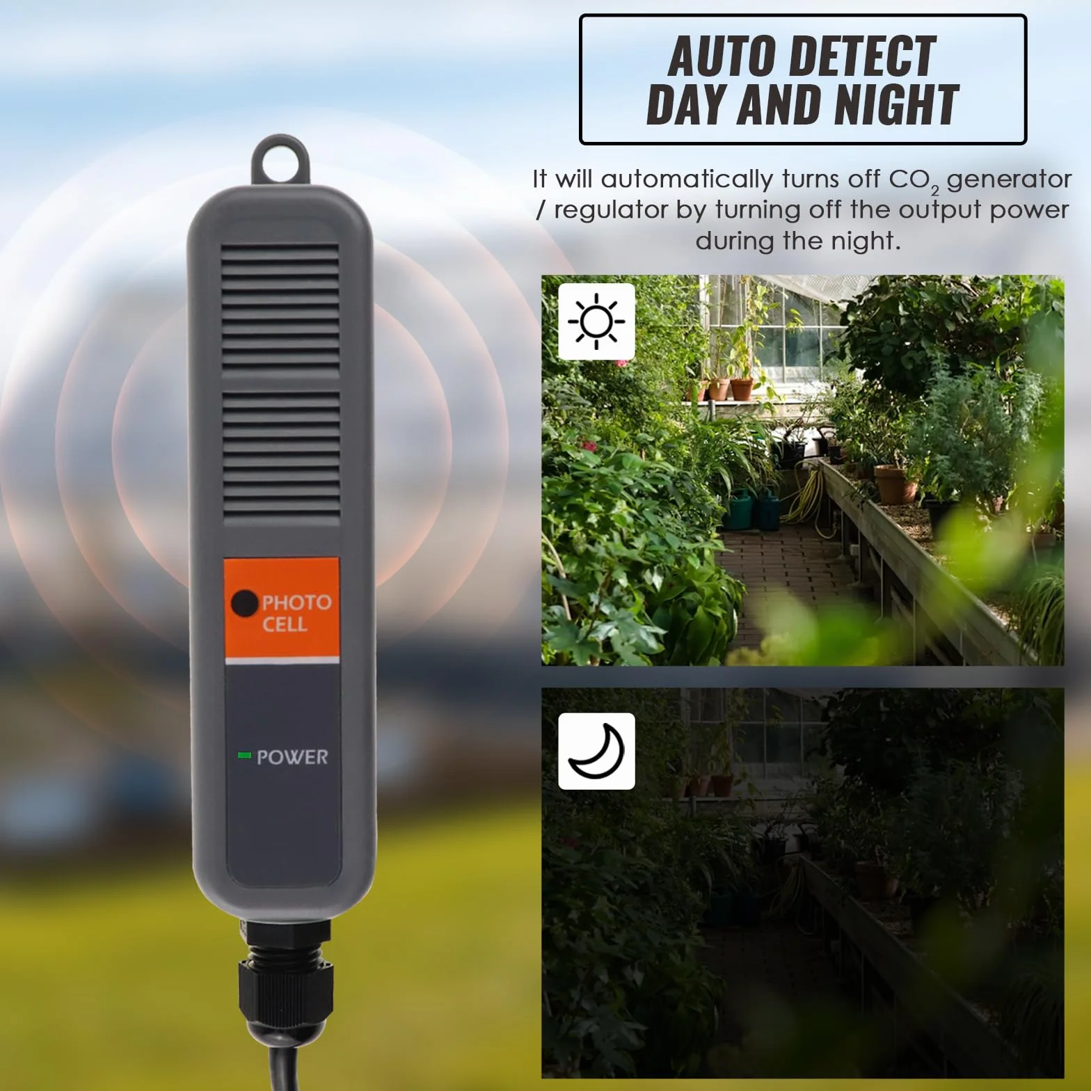 Controlador de CO2, Controlador de dióxido de Carbono, medidor de CO2, función de relé diurno y Nocturno, Sensor de CO2 NDIR para Invernadero, Salas de Cultivo, fábrica, hogar, Oficina