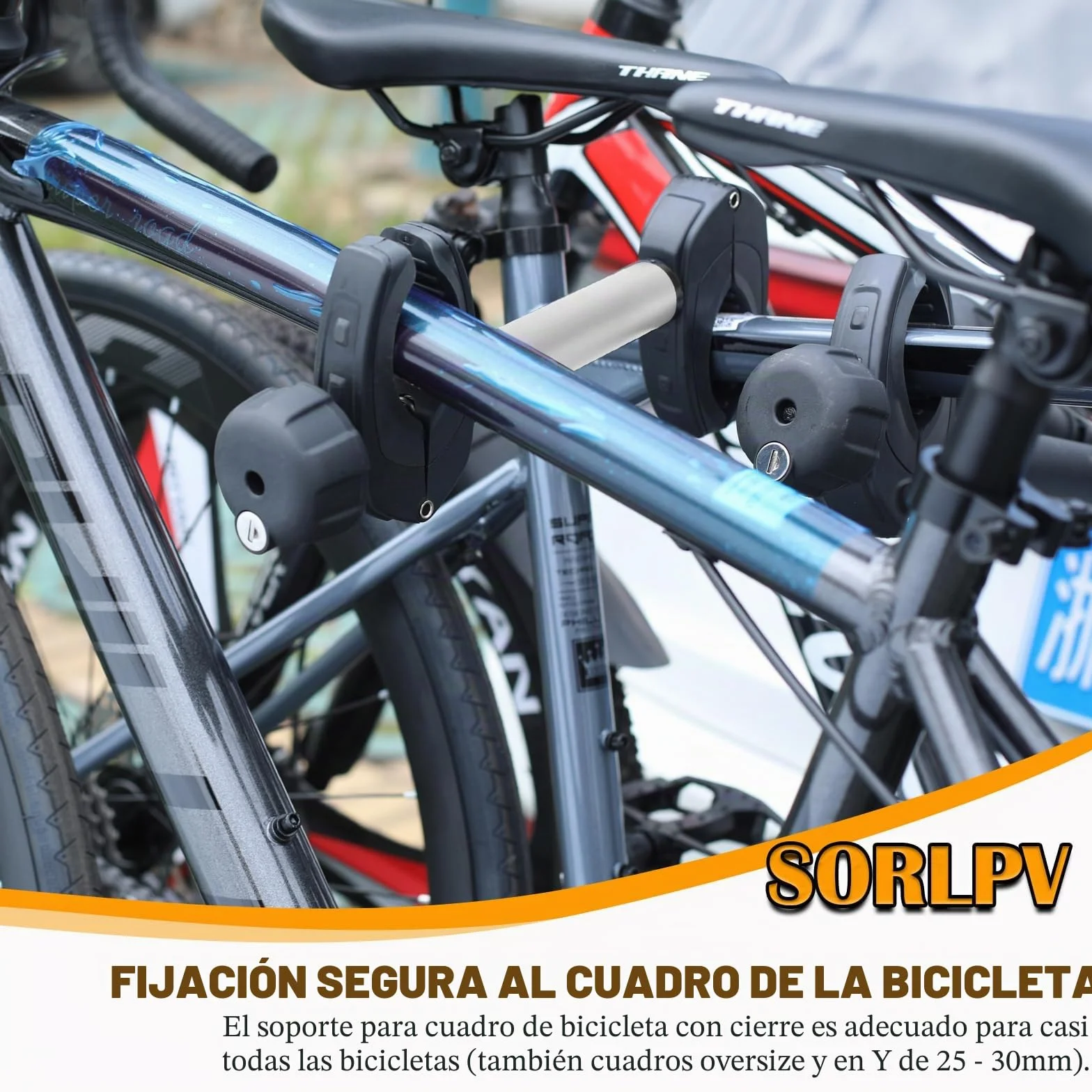 Soporte de bastidor para portabicicletas universal corto 25 cm aluminio cierre tubo U Ø 2,5-3 cm bicicleta 3-6 cm