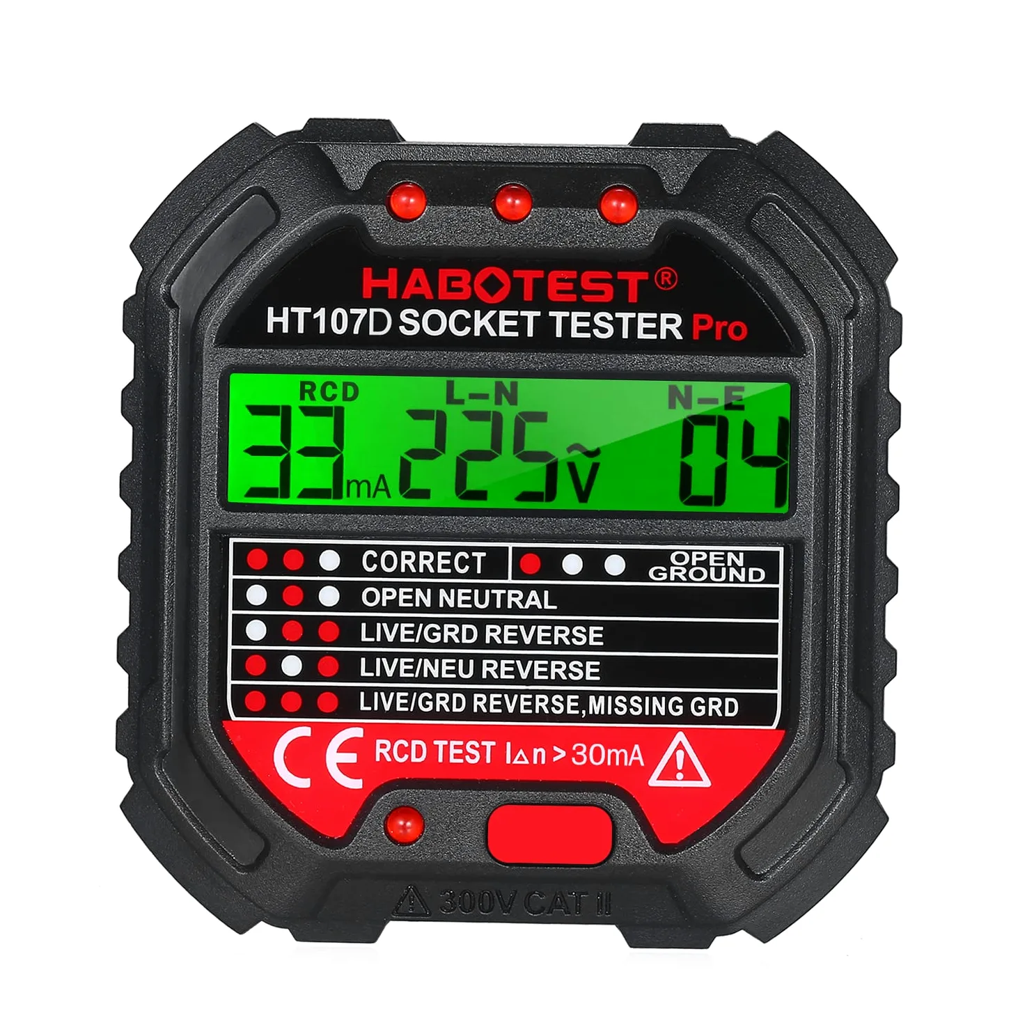 HABOTEST GFCI Outlet Tester with Voltage Display 90-250V Socket Tester Automatic Electric Circuit Polarity Detector de voltaje Breaker Finder HT107D
