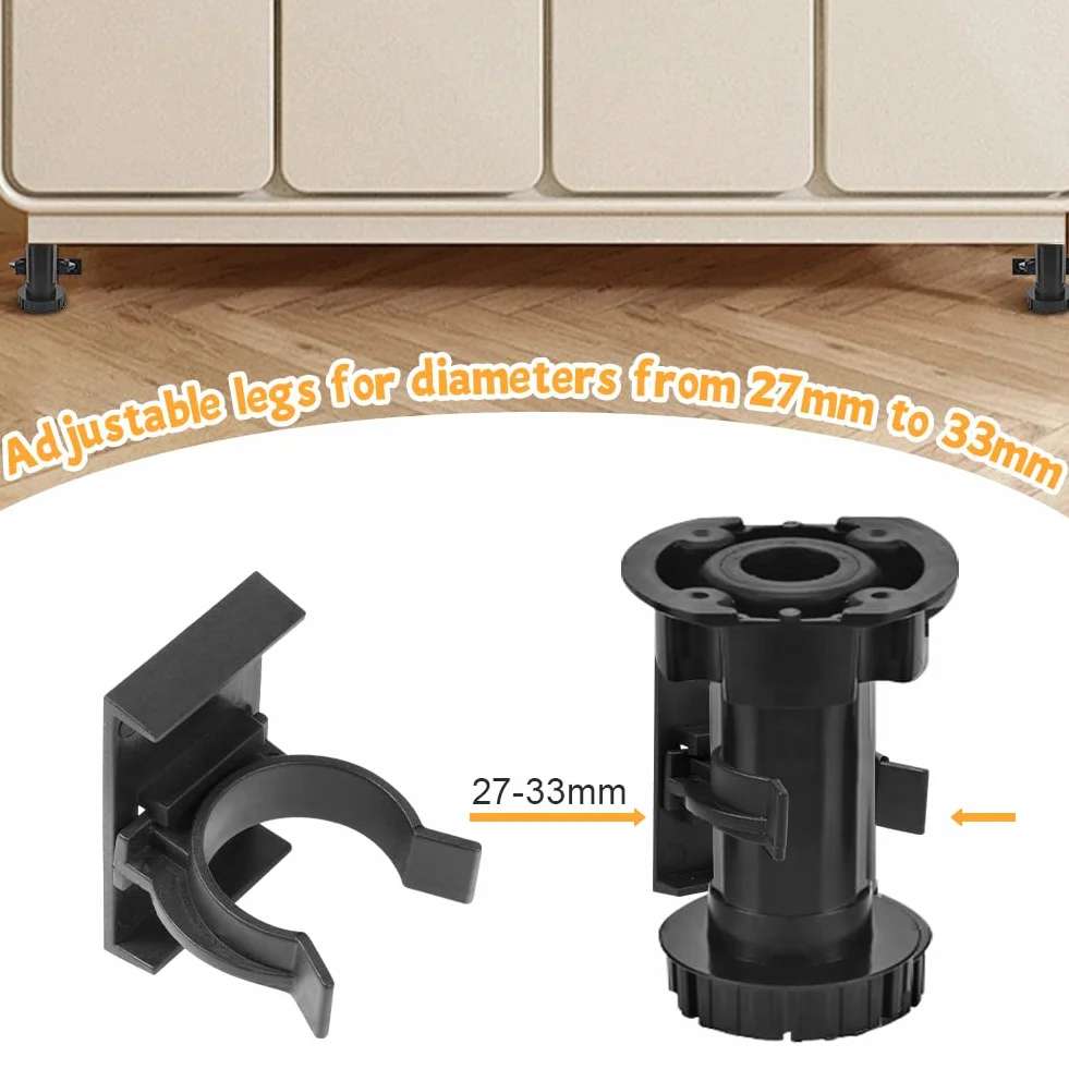 Flintronic 12 Piezas Clips de Fijación para Zócalos de Cocina, Soportes con 30 Tornillos, 27mm-33mm