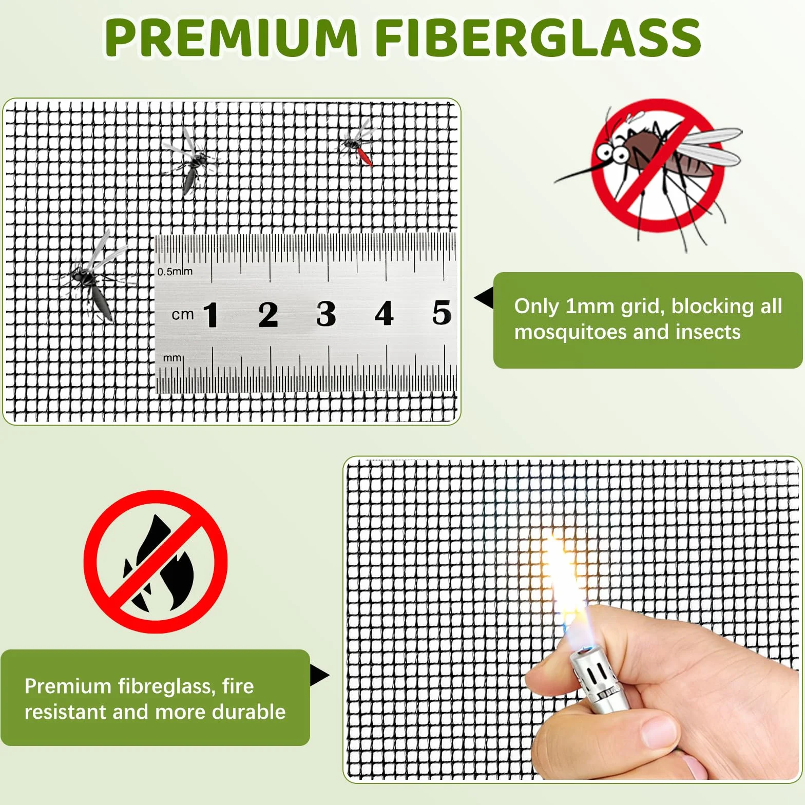 SCREEN DOOR Mosquitera para Ventanas 130x130 cm, Instalación Sencilla, Fibra de Vidrio Ignífuga y Resistente al Desgarro, Cremallera Práctica, Diseño Minimalista, Negro