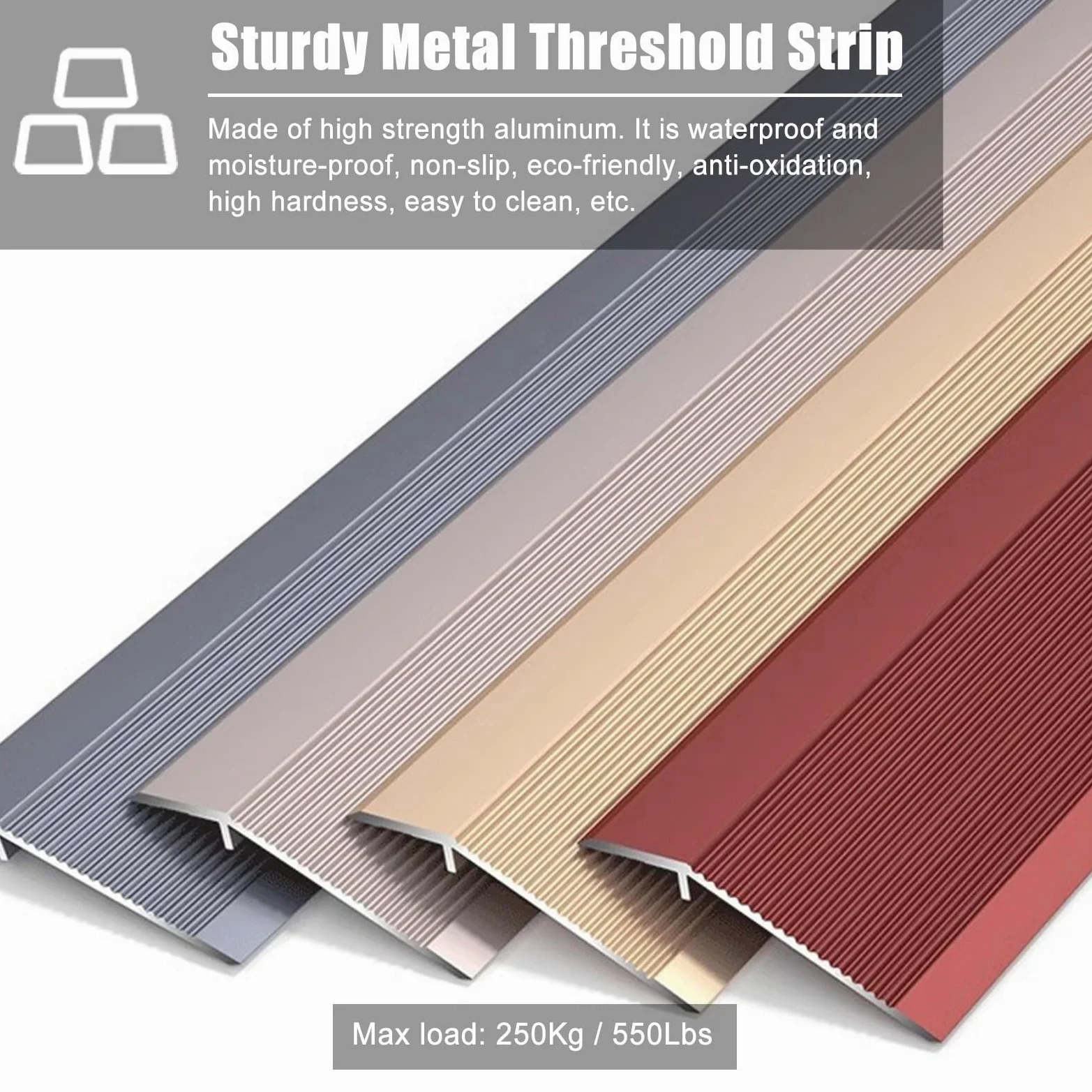 Tiras antideslizantes para suelos de vinilo para azulejos y madera laminada, tiras de juntas de suelo gris oscuro para un flujo suave
