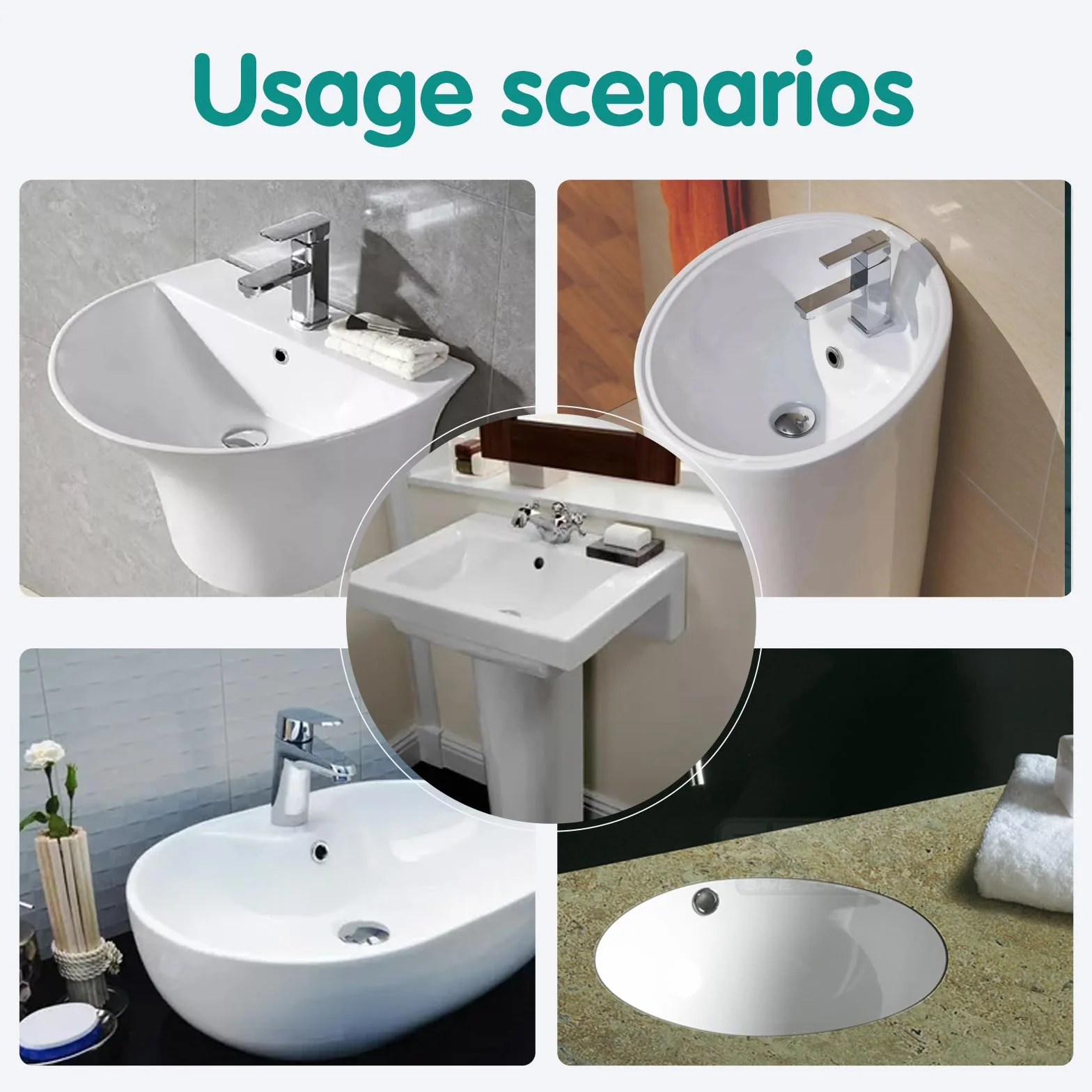 4 piezas de anillo de rebosadero para lavabo, roseta de rebosadero para baño, lavabo, lavabo, para adornar, tapón de rebosadero, robusto, plateado