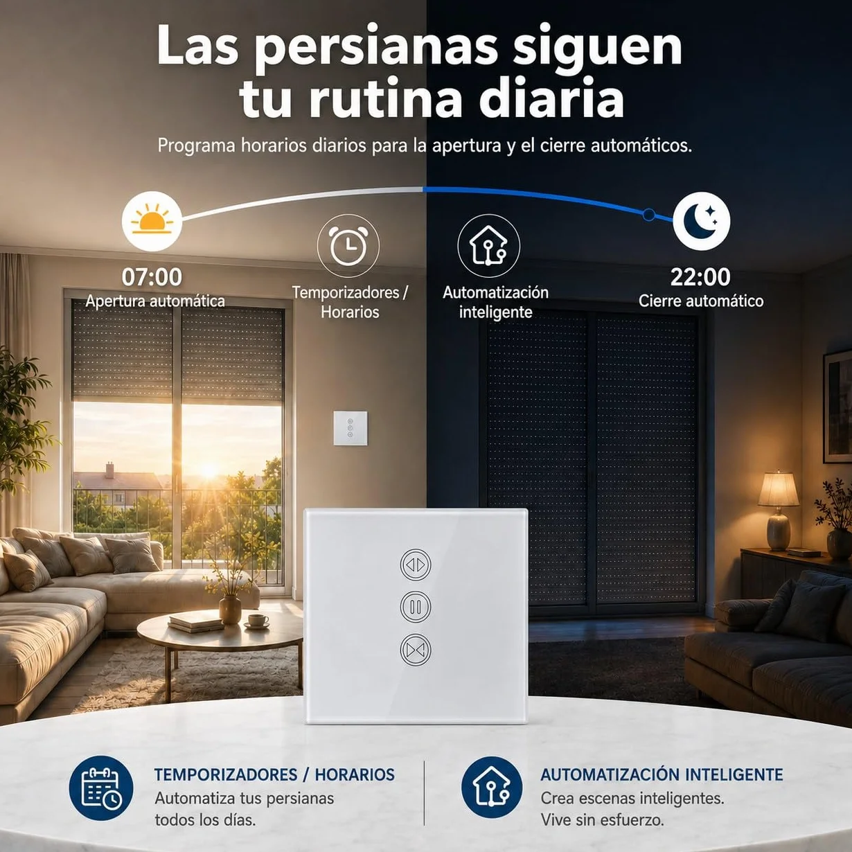 LoraTap Interruptor de Persianas WiFi, para Cortina Electrica Inteligente Funciona con App Smart Life, Control de Voz, Compatible con Alexa y Google Home, Programador Temporizador