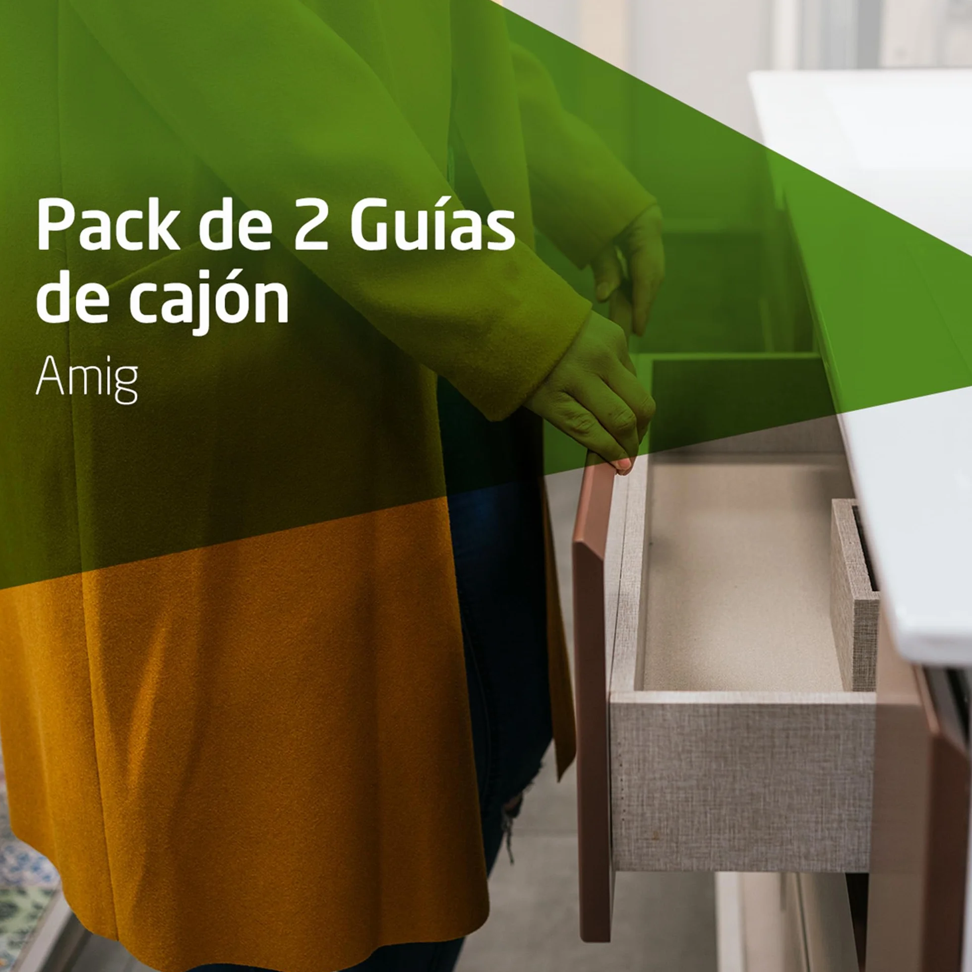 Amig - Juego de 2 guías Correderas Mod.41 de Acero Zincado para Cajones de Muebles, Cajoneras o Armarios - De Extracción Total con Autocierre - Resistencia de carga: 25 Kg/Par - Medidas: 400 mm