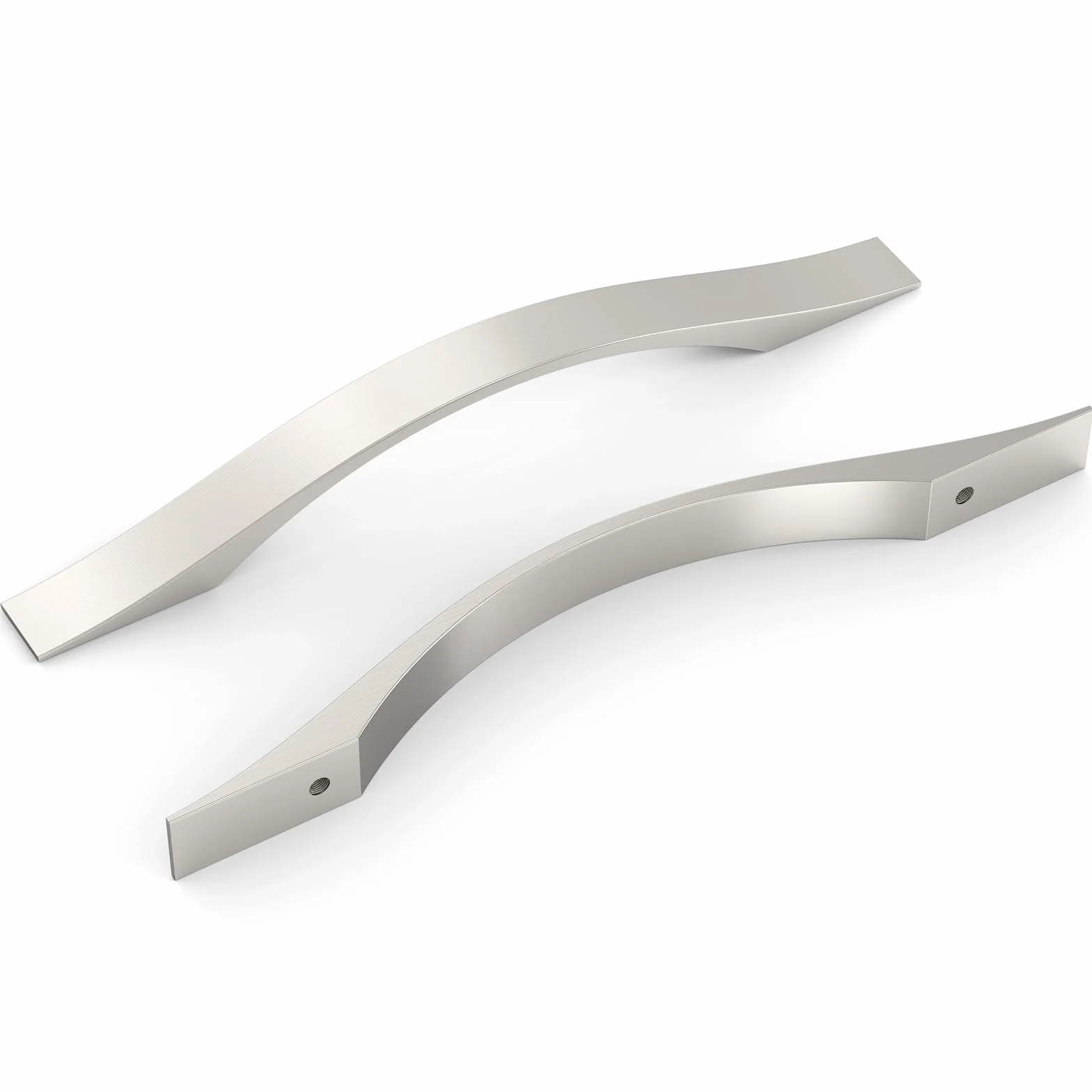 FURNIWARE Lot de 10 tiradores de mueble en níquel satinado cepillado - Distancia entre agujeros: 128 mm - Para armarios de cocina, armarios, cajones