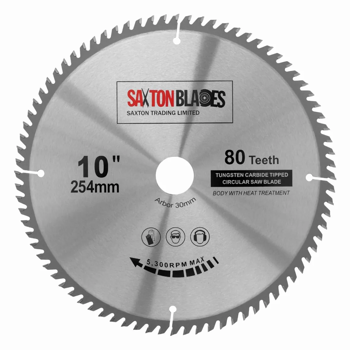 TCT25480T Saxton TCT - Hoja de sierra circular para madera, 254 mm x 30 mm, orificio x 80 T para Bosch Makita Dewalt