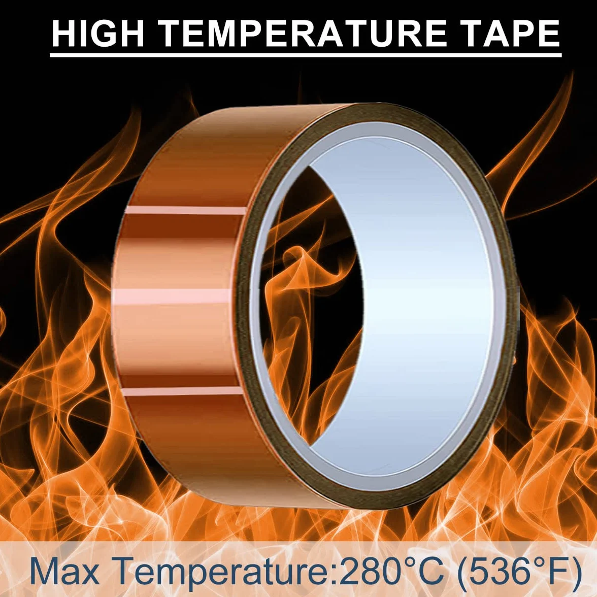 50 mm x 28 m (90 pies) Cinta de alta temperatura Cinta de poliimida resistente al calor Cinta térmica Cinta Kapton para enmascarar/Soldar/Impresoras 3D / Batería