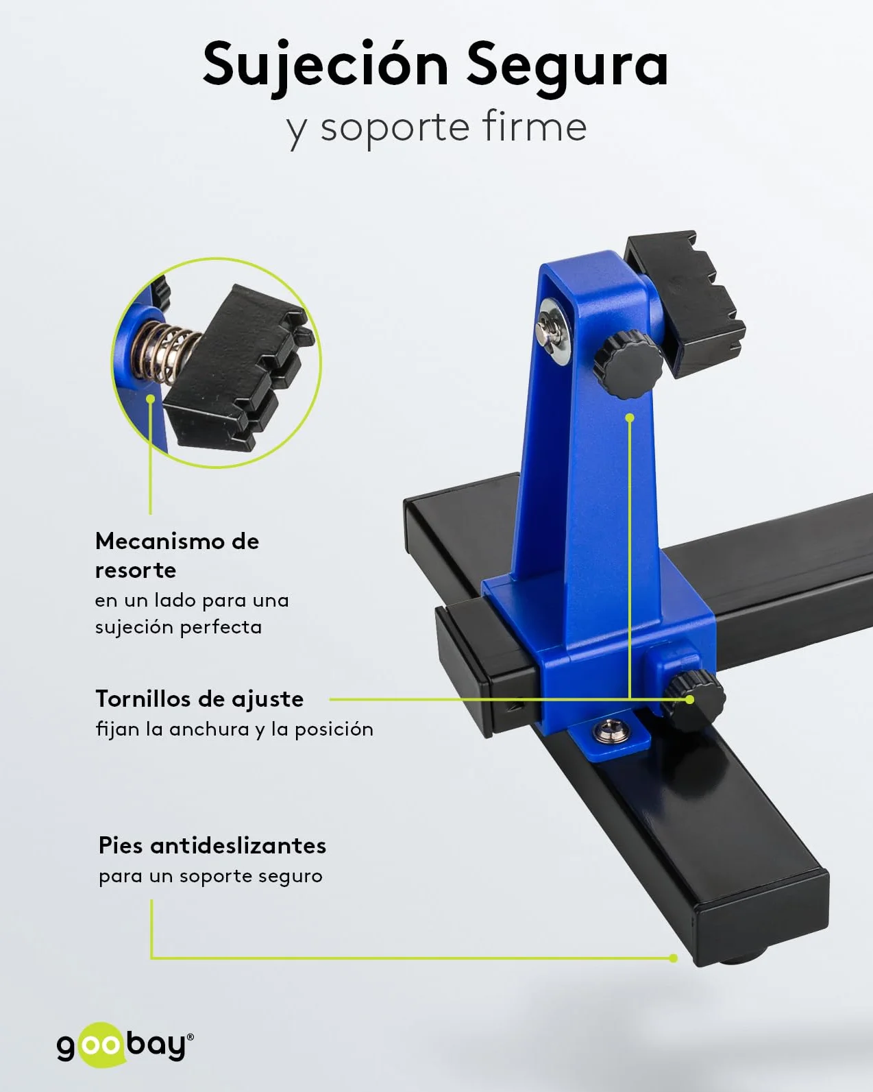 goobay Soporte ajustable para PCB/Soporte para PCB/Robusto soporte para soldar Para fijar PCBs y piezas de trabajo durante la soldadura y el trabajo artesanal/Rotación de 360, 51220