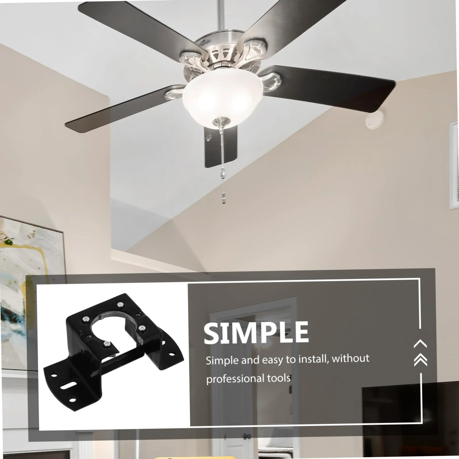 Yardenfun Kit de Montaje para Ventilador de Techo Soporte de Instalación para Techos Inclinados Adaptador Compatible Varios Hierro Resistente Fácil de Instalar para Hogar Color Negro