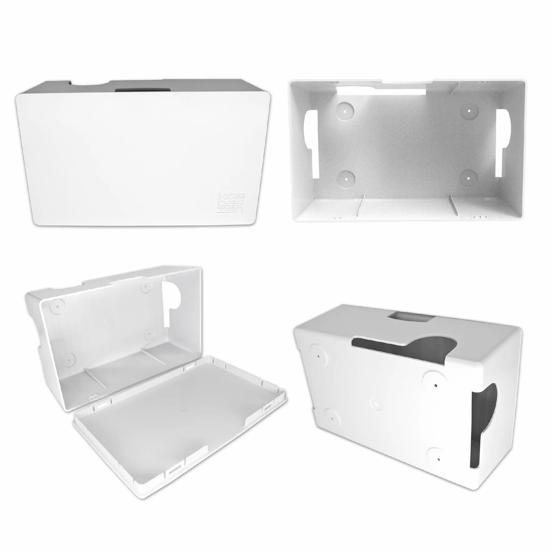 Caja de gestión de Cables para Cables, Elegante y Duradera Caja organizadora de Cables para Ocultar Cables y regletas, Caja de Cables de Montaje en Pared (Blanco)