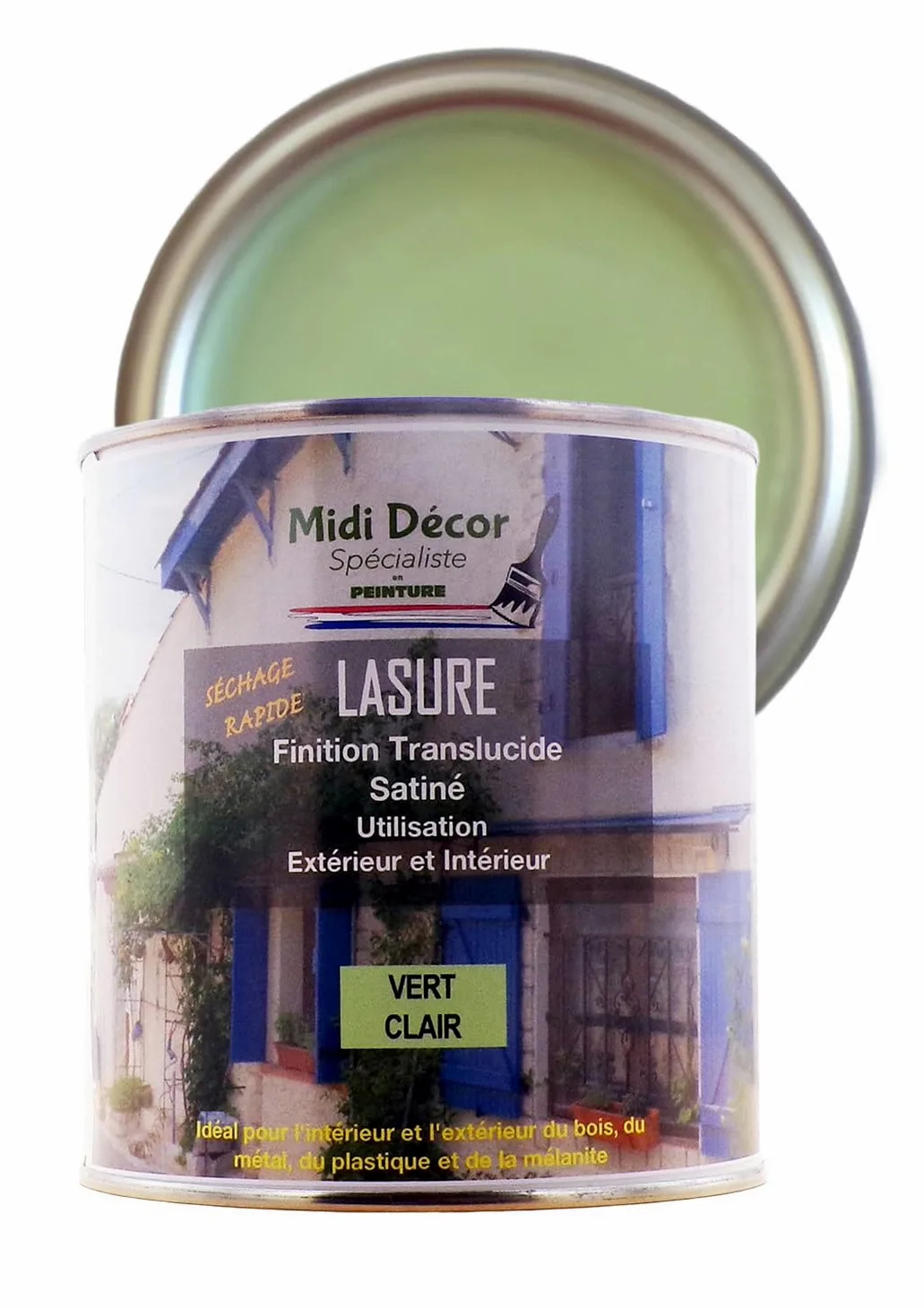 Acrílico Verde Claro 1L Lasure Mate para madera y metal interior y exterior 12m² - (Midi Decor)