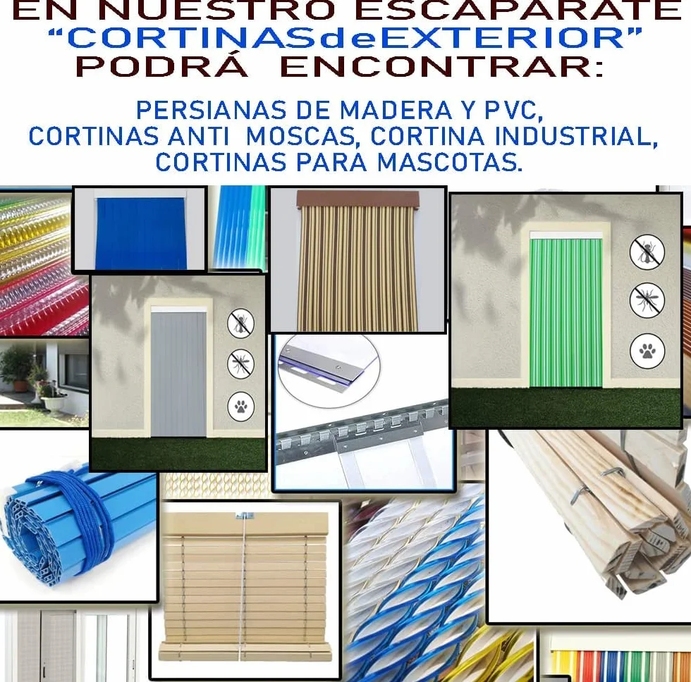 Cortinas Exterior de Cinta para Puertas | Plástico PVC y Barra Aluminio | PERTONI TENDE (MARRÓN Y Beige, Ancho 100cm x 210cm Largo)