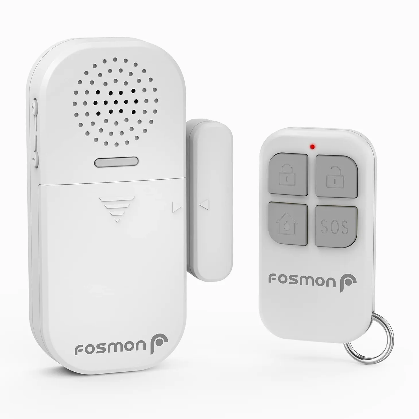 Fosmon - Sensor de Apertura de Puertas y Ventanas | Alarma Antirrobo con Control Remoto | Detector de Entrada | Sensor de Apertura Magnética | Funciona con Baterías | Sirena Potente de 130dB