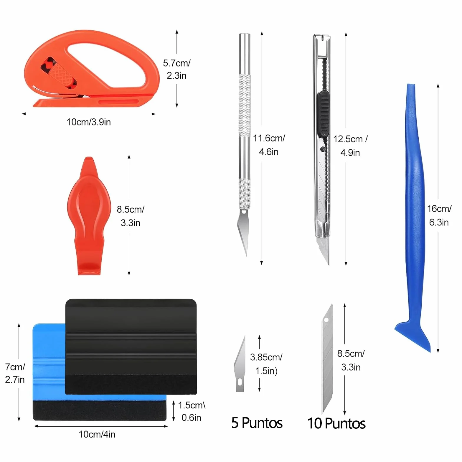 22 Piezas Espatula Vinilo Kit, Incluye Raspadores, Cuchillos de precisión, raspar el tablero, Herramienta de Corte de Bordes para Muebles y Coche, Ventanas
