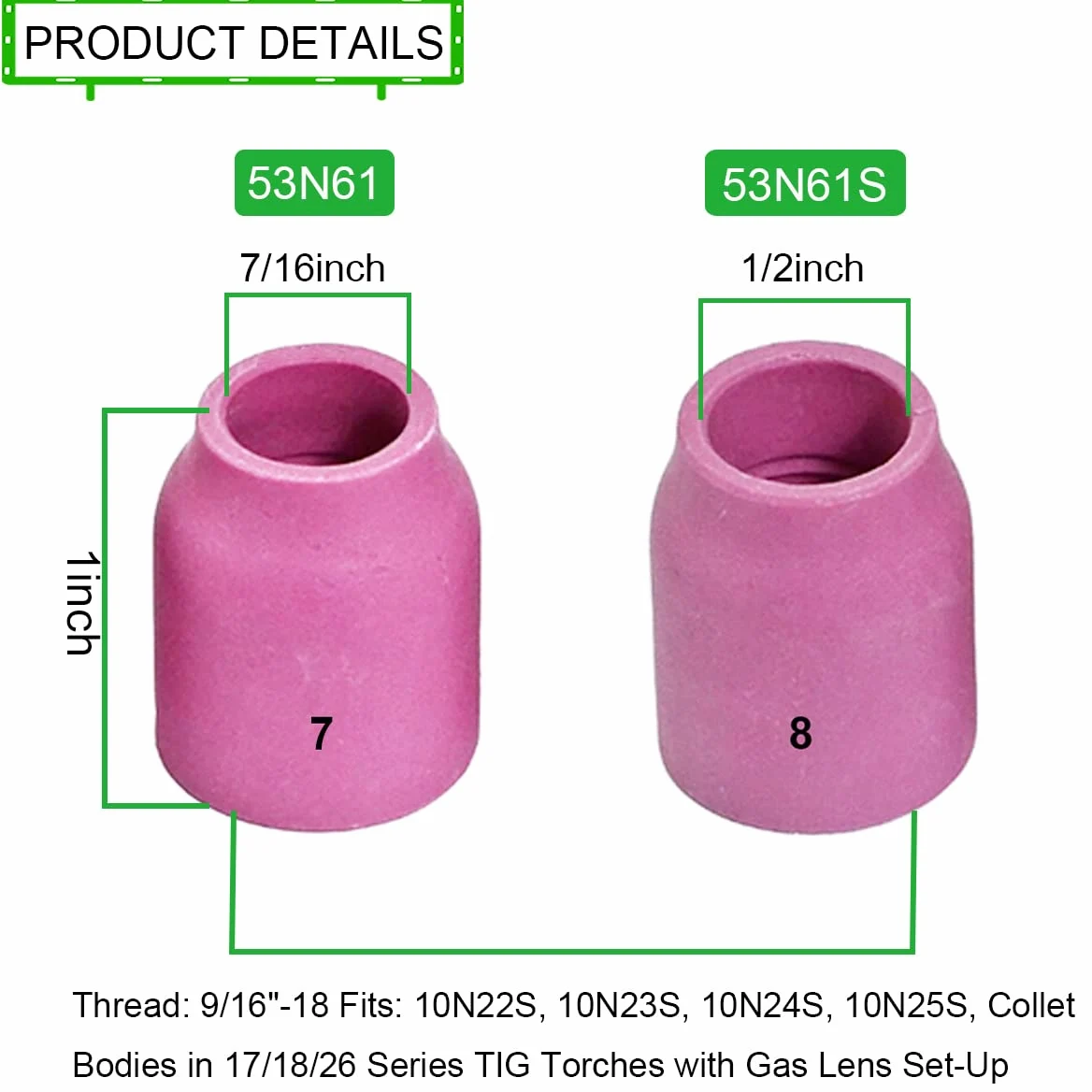para TIG Kit de Lentes de Gas para soplete de Soldadura #10 Glass Cup Kit, para TIG Welding Torch Accessories Stubby Gas Lens para DB SR WP 17 18 26