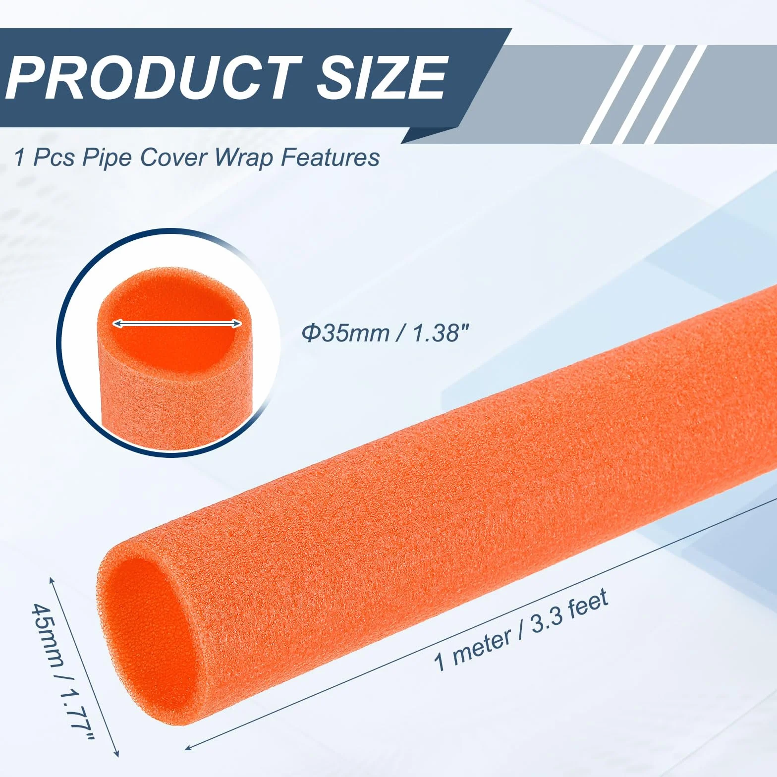 QUARKZMAN Tubo de Espuma Aislamiento Tuberías 35mm x 45mm x 1M ID OD L Naranja
