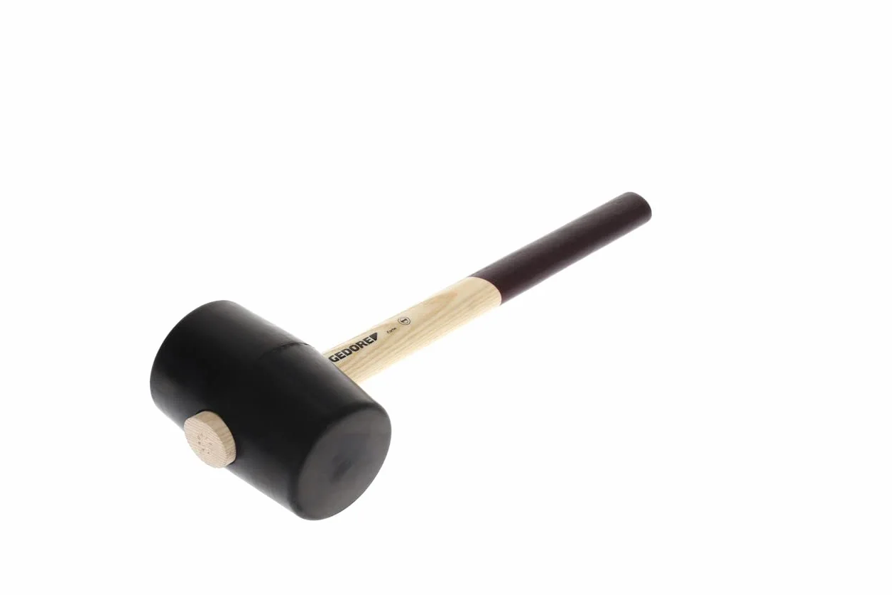 GEDORE Martillo de goma con empuñadura de madera, 90 mm de diámetro, Martillo con mango de madera de fresno, Con dos caras planas, Herramienta, Forjado, 226 E-4