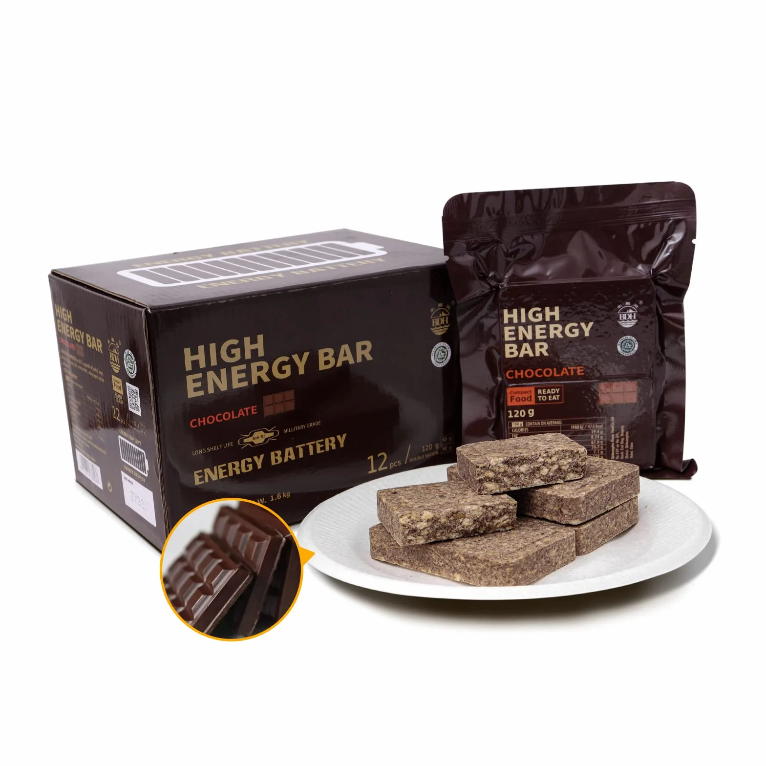 Barras de raciones de emergencia, sabor chocolate, pastillas de supervivencia para acampar al aire libre, emergencias, larga duración, 12 unidades