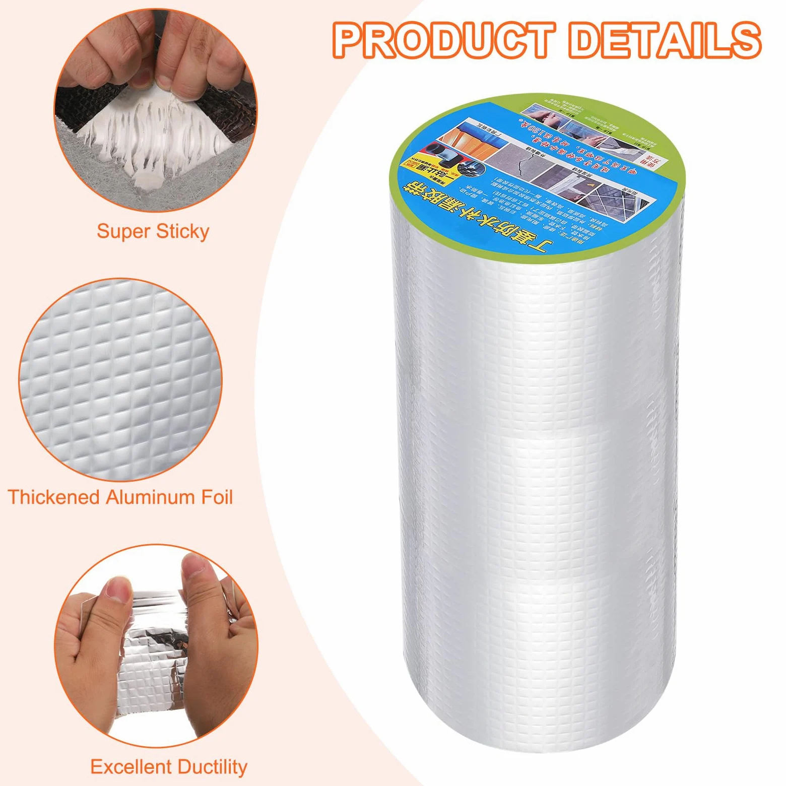 QUARKZMAN Cinta De Butilo Multiusos 12 Pulgadas X 16 Pies Cinta De Aluminio Impermeable Para Reparación De RV Ventana Sellado De Tuberías De Vidrio Y Goma (Plateado, De 1)