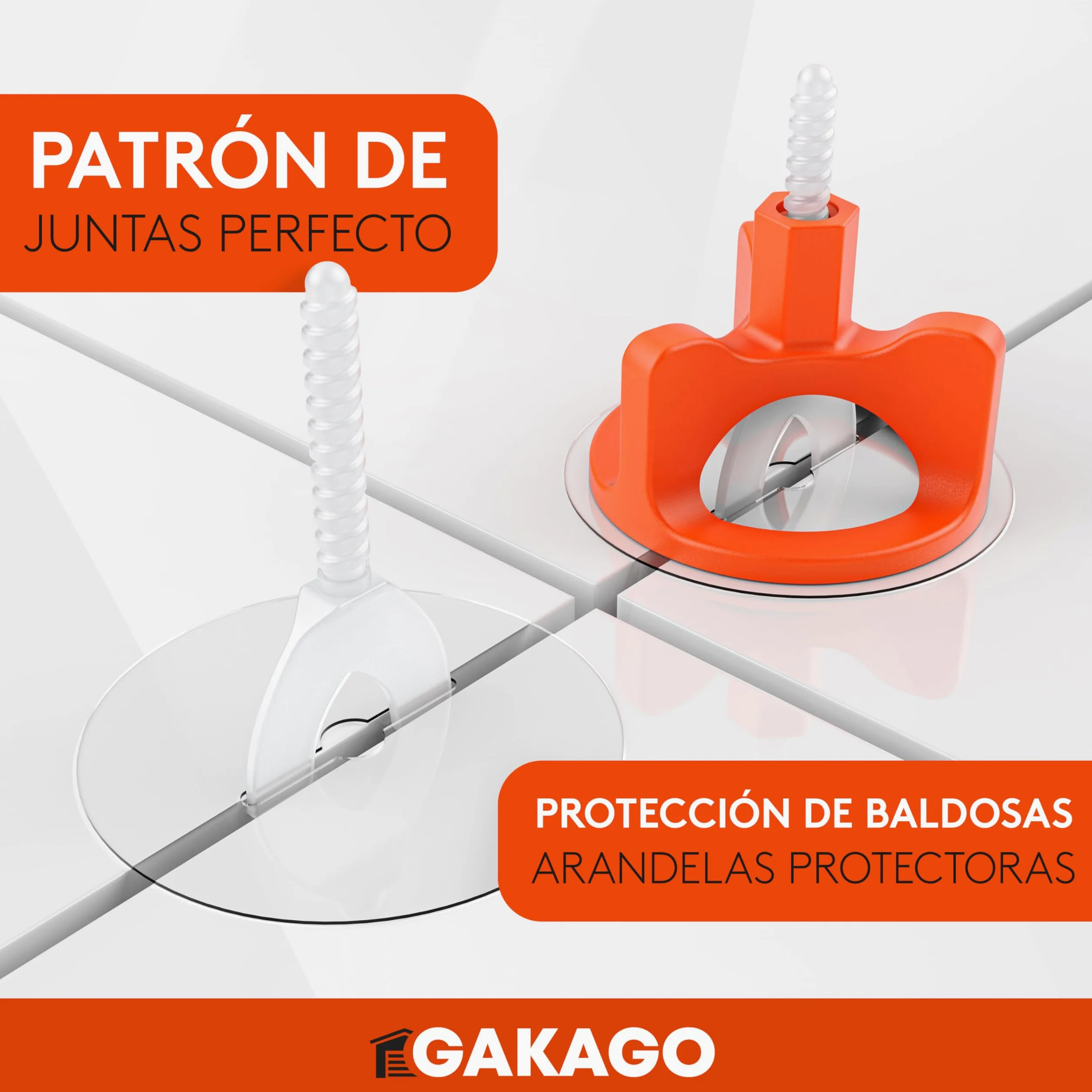 Gakago Sistema de nivelación de baldosas 200 tacos roscados de 2 mm - Ayuda a la colocación para un patrón de juntas perfecto - Gama superior para grosores de baldosa de 3-18 mm