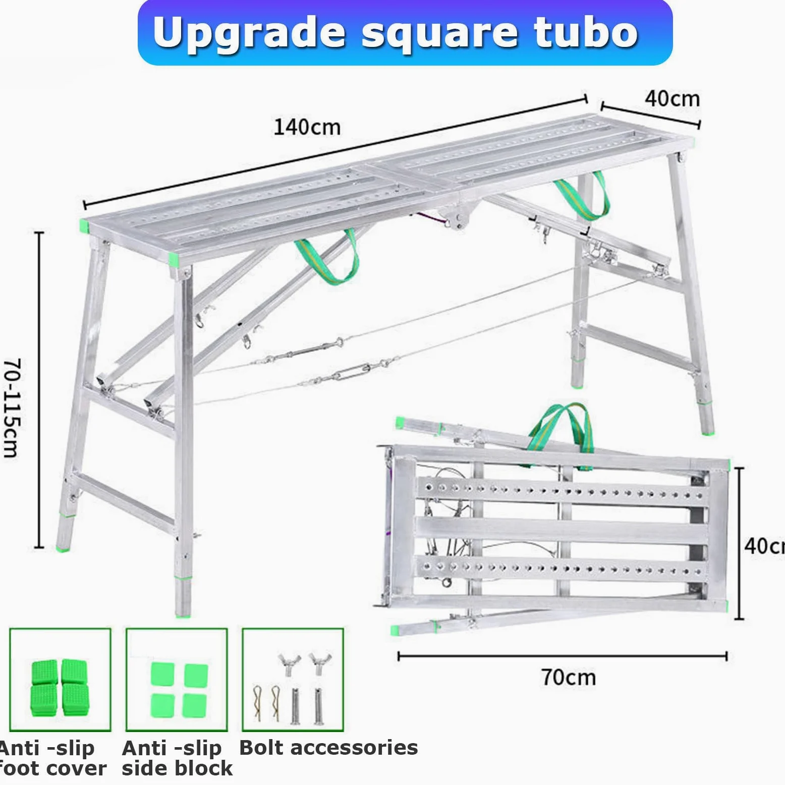 Andamio Multiusos de Altura Ajustable, Torre de andamio Plegable portátil para reformas y Bricolaje, 140 cm.