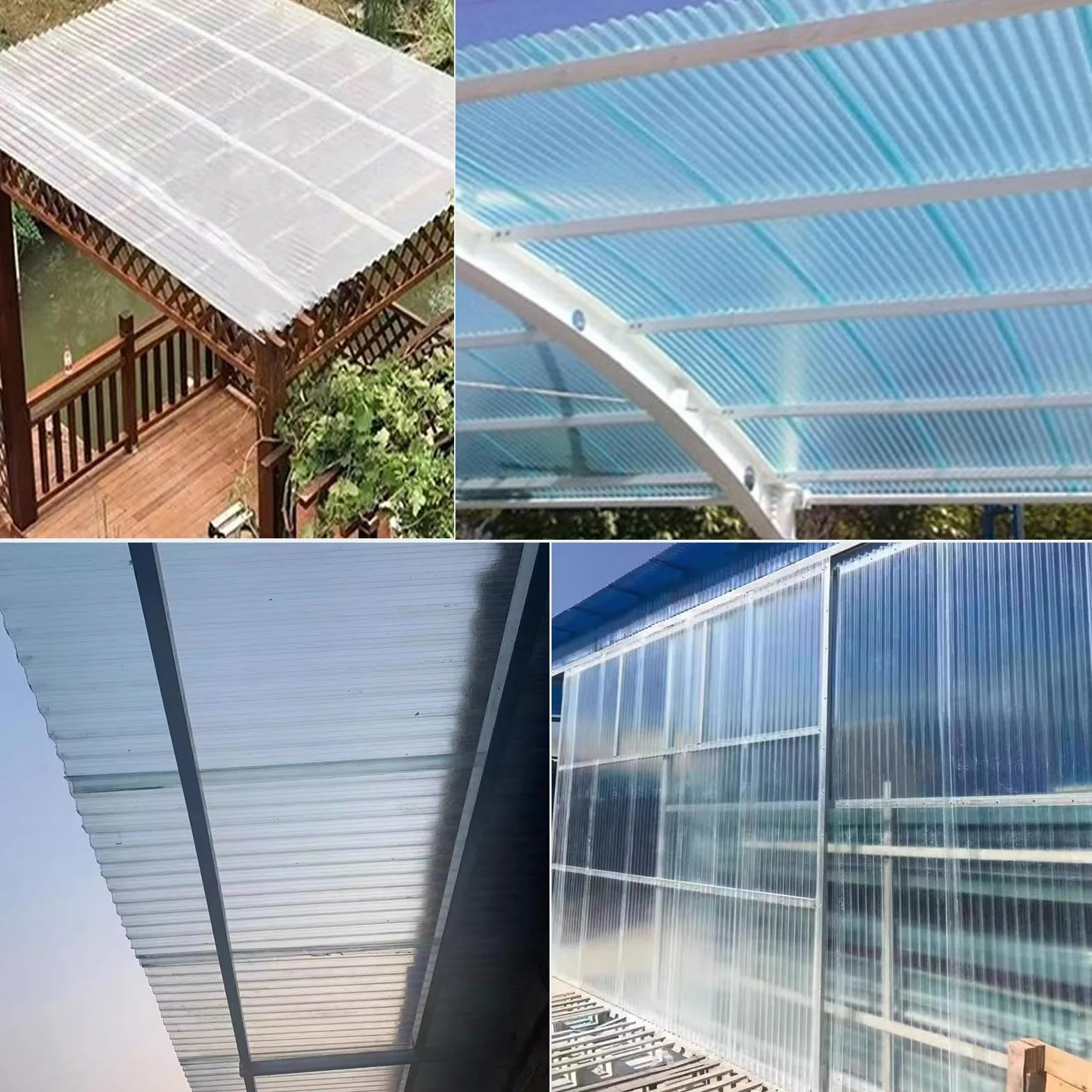 Panel para Tejado Transparente FRP, Placa Ondulada 1.2mm, Lámina Techo Garaje, 0.9x1.05m, 4 Piezas