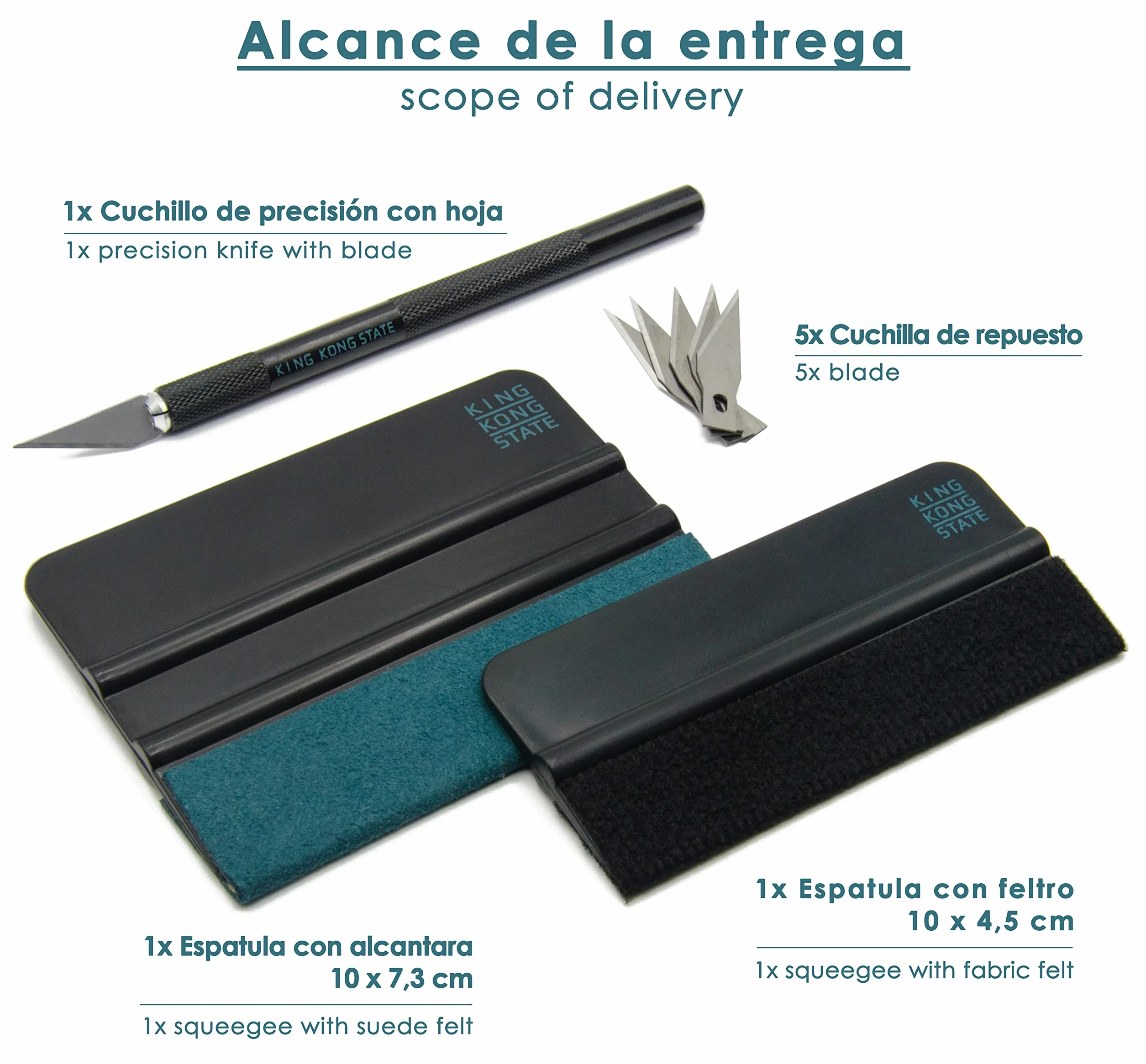 Kit Herramientas para la Instalación de Vinilos para Ventanas de KING KONG STATE – Cortador de Vinilo con Cuchillo de Precisión y espatula vinilo para Láminas