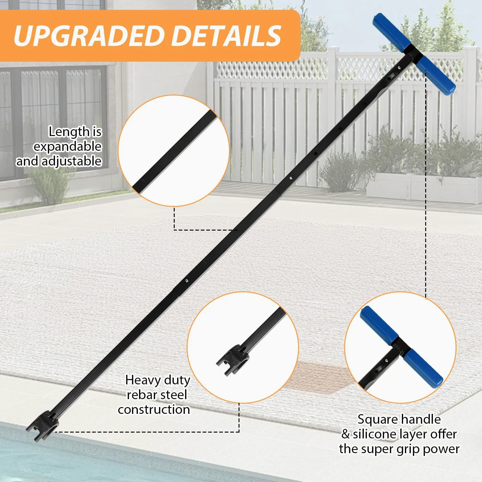 mumisuto Llave De Medidor De Agua con Herramienta de 4 Vías, Llave Contador T Acero Mango, Longitud Ajustable 43-94cm, Llave Universal Mantenimiento Tuberías y Válvulas (Azul)