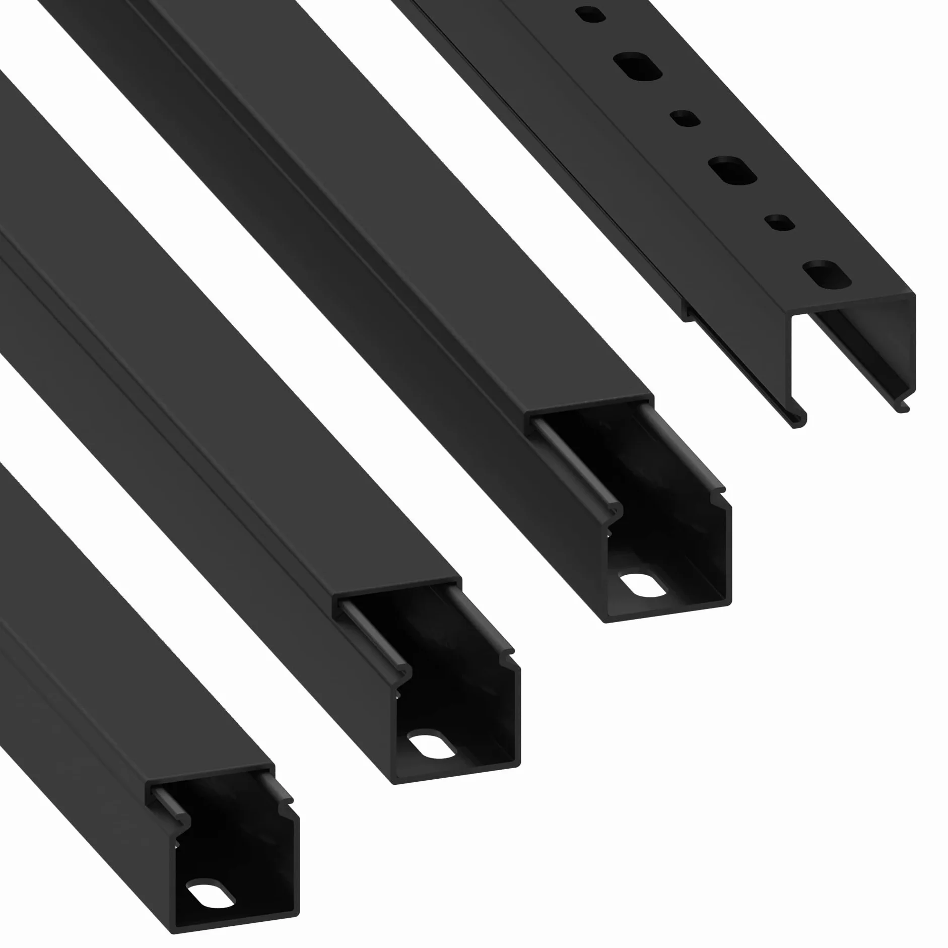Canal para Cables Cablecoach Habengut CC10110 (con Orificios de Montaje en la Base) 25x25 mm de PVC, Color: Negro, Longitud 4 m (4 x 1 m de Longitud)