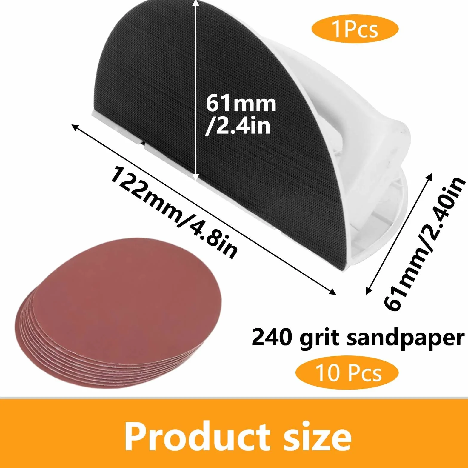 Lijadora Angular Semicircular Multifuncional FORMVERSITY, 5 Pulgadas Lijadora de Mano para Paneles de Yeso, Lijadora de Esquinas Kit de Lijadora de Detalles Manual Autoadhesiva con 10 Hojas de Lija