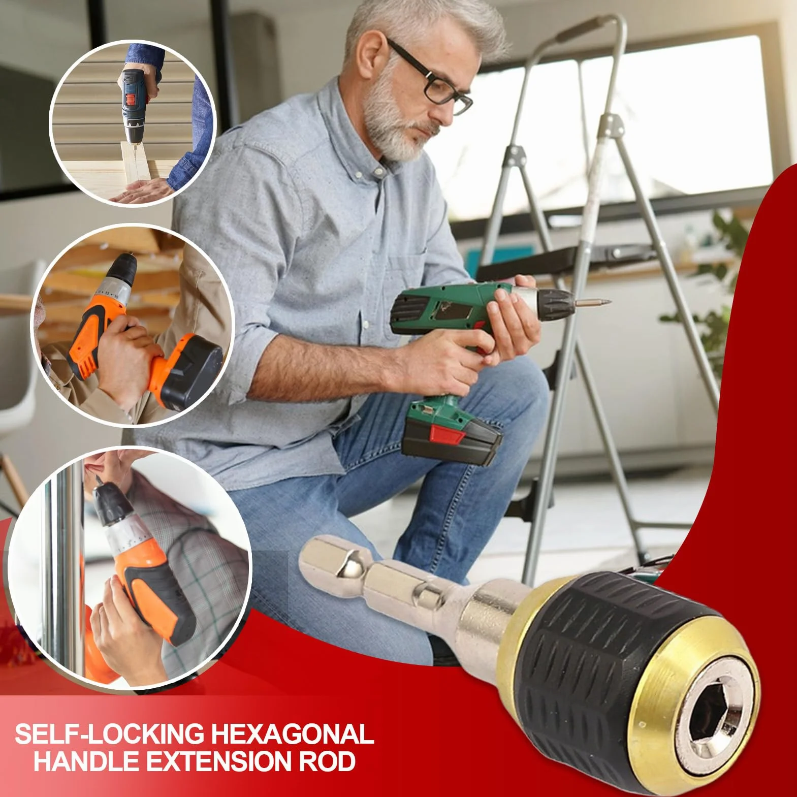 Porta Brocas con Extensión, Portabrocas Alargador Hexagonal para Herramientas - Accesorio Multiusos