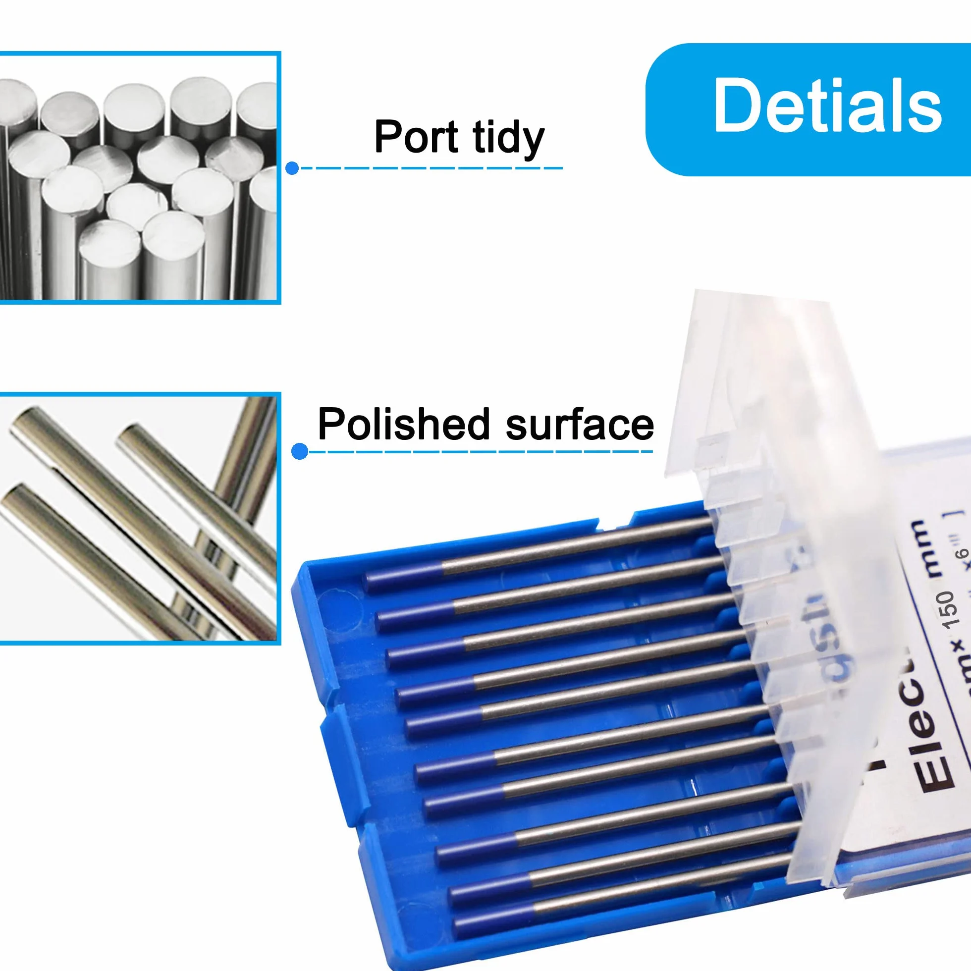 electrodos de tungsteno de soldadura para TIG 2% tungsteno lantanado WL20 azul 1/16" x 6" paquete de 10 electrodos de tungsteno premium para accesorios de soldadura para TIG