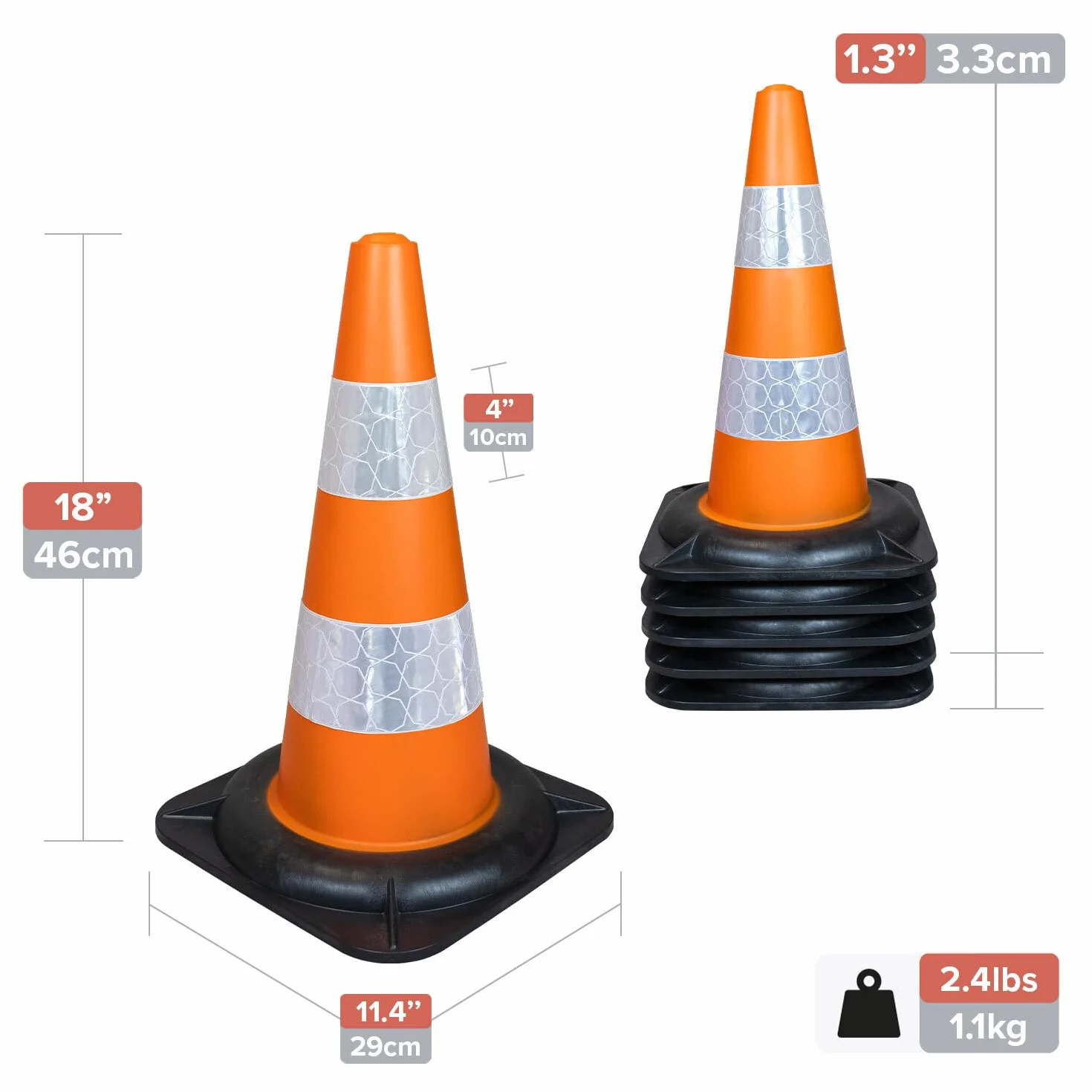 Conos de señalización Street Solutions 45 cm PVC reciclado Juego de 6