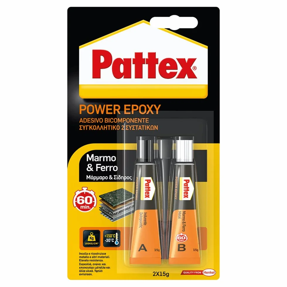 Pattex 1659548 adhesivo epóxico para mármol y hierro, 15 g + 15 g