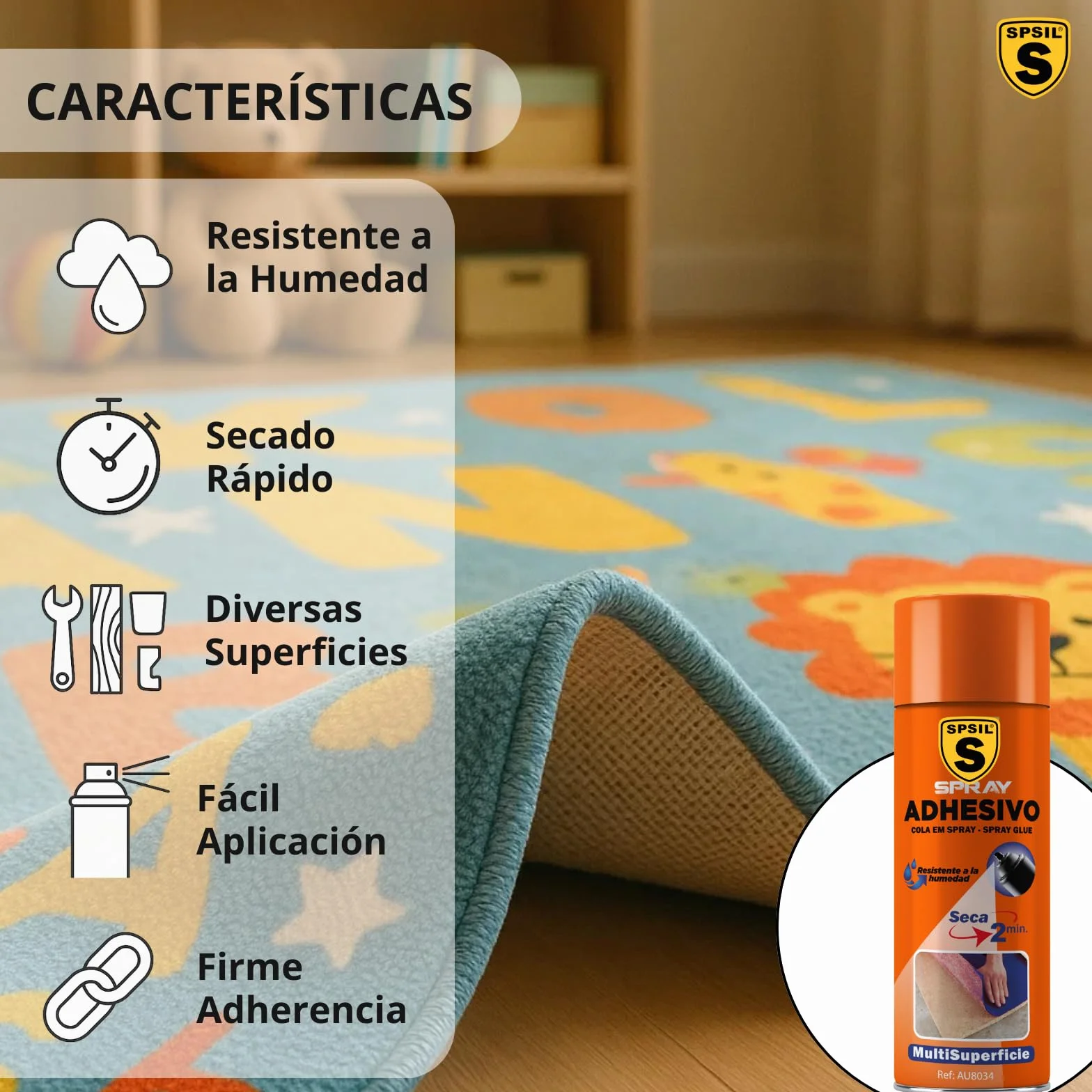 SPSIL Adhesivo en Spray 400ml - Aplicación fácil y precisa - Resistente a la humedad - Adhesión fuerte y duradera (400 Mililitros)