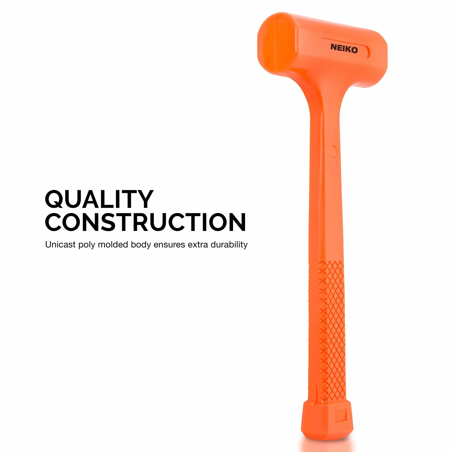 Neiko 02846A - Martillo de soplado muerto de 1 libra, color naranja neón I moldeado unibody | Agarre a cuadros | Resistente a chispas y rebote