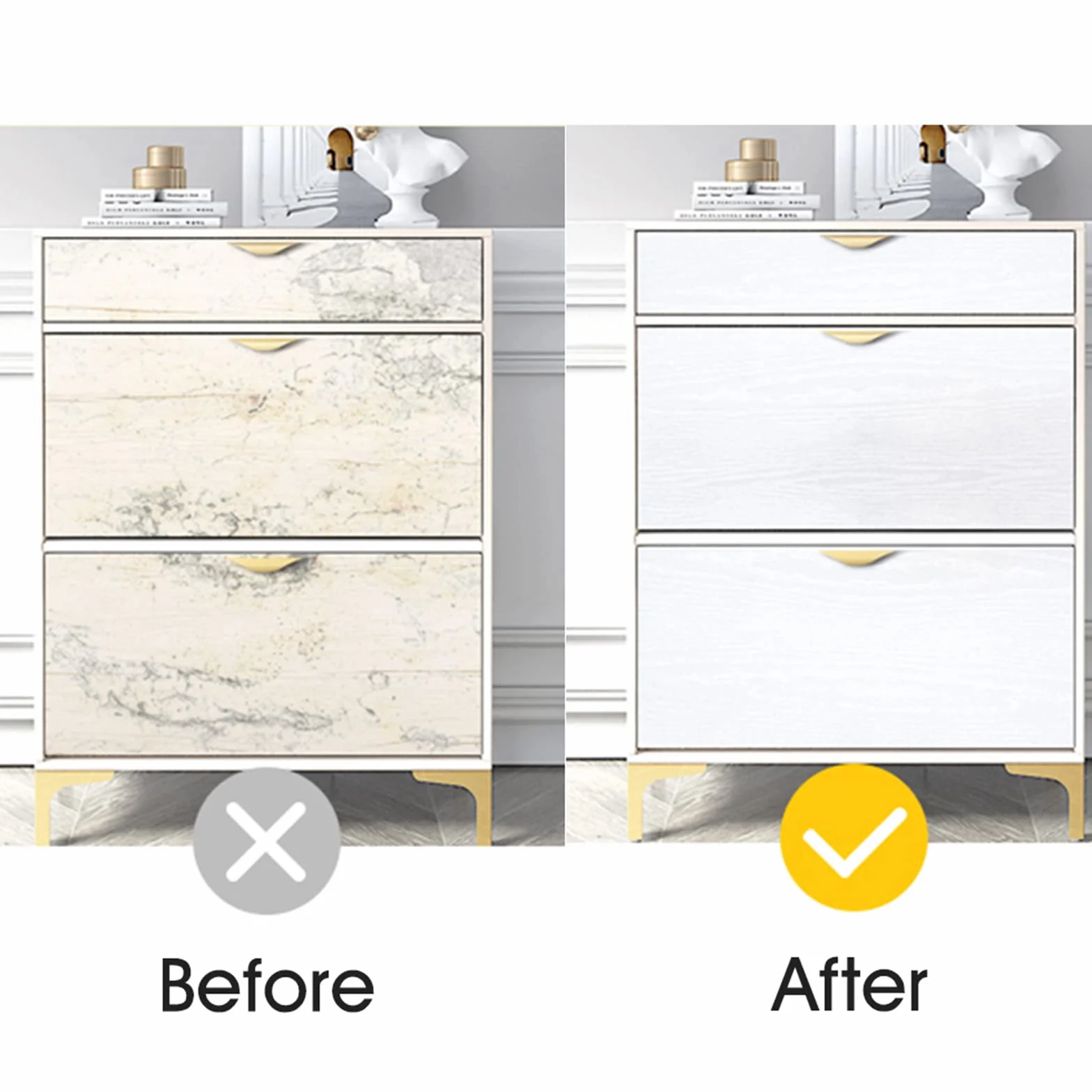 Arthome vinilo adhesivo muebles Madera Blanco, 44cmx10m Papel Pintado Autoadhesivo,Contacto Papel Adhesivo Decorativo para Encimeras, Muebles, Revestimiento de Paredes, Fácil de Limpiar Removible