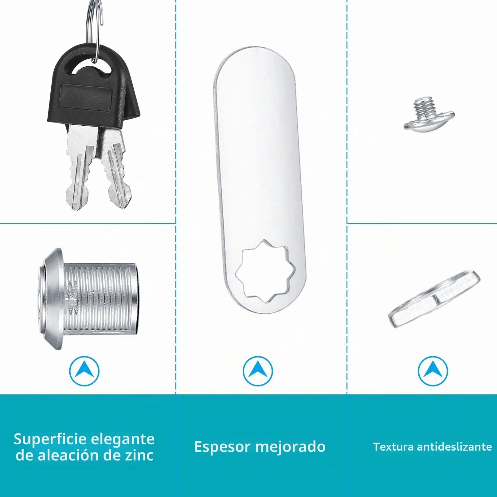 Cerradura de Seguridad para Buzón 16mm 6 Piezas, Bloqueo de Leva con Llaves para Armario Taquillas