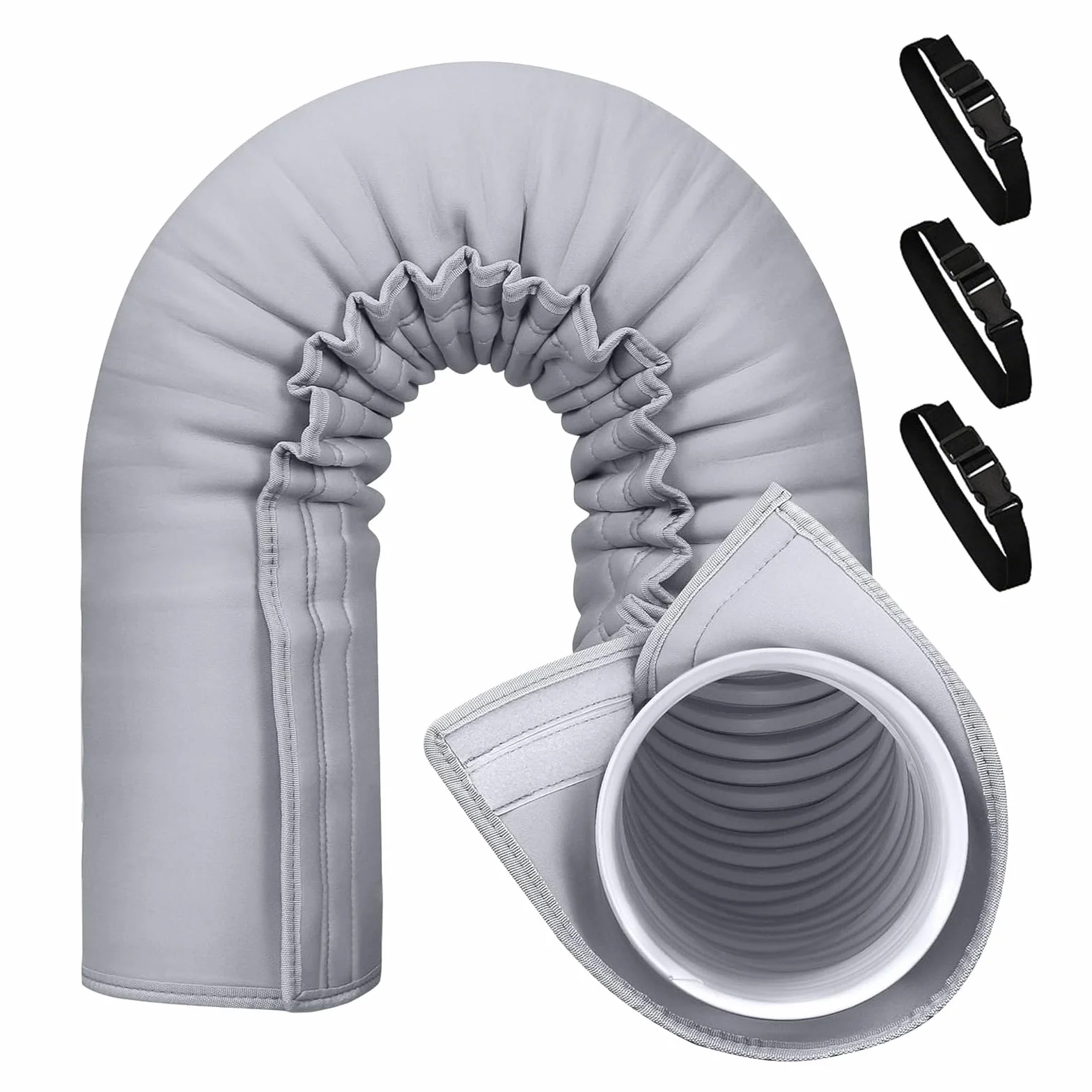 Cubierta Aislante para Tubo de Aire Acondicionado Portátil,Funda Protectora Térmica Universal para Manguera de Escape Ø 12.7-15cm,Reduce el Calor,Ahorra Energía,Instalación Fácil (Gris*1)