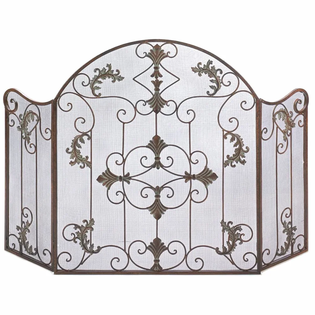 Salvachispas Chimenea País Retro Chimenea Screen Home Fire Guardrail Sala de Estar Hierro Forjado Hierro Incorporado Estufa incrustada Funda Chimenea Partición de la Cerca 27.5 × 31.5 Pulgadas