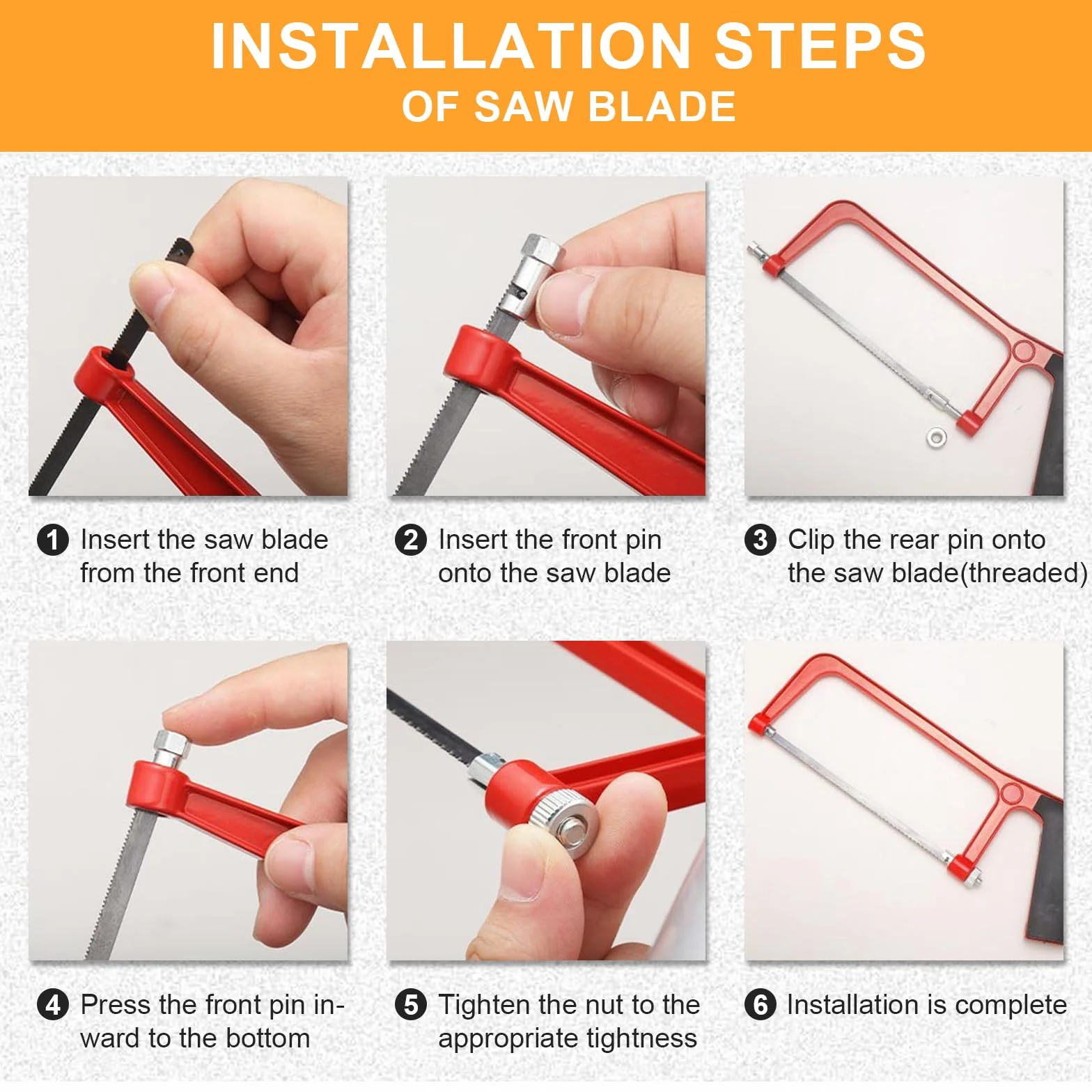 Sierra de Arco Pequeña Set con 10 Hojas Intercambiables, Mini Sierras de Arco Roja Negra con Ángulo Ajustable, Sierra de Mano Junior Profesional para Cortar Plástico, Tuberías de PVC, Tejas y Madera