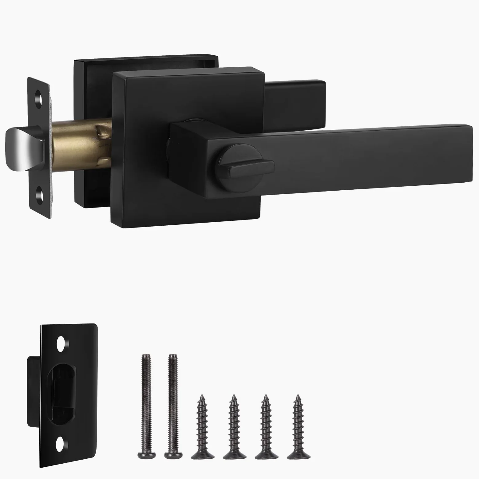 Manilla de Puerta Interior Sin Llave Pomos Puertas para Baño Cerraduras Puertas Interiores en Negro Mate Reversible Para Puertas con Apertura a la Derecha o a la Izquierda