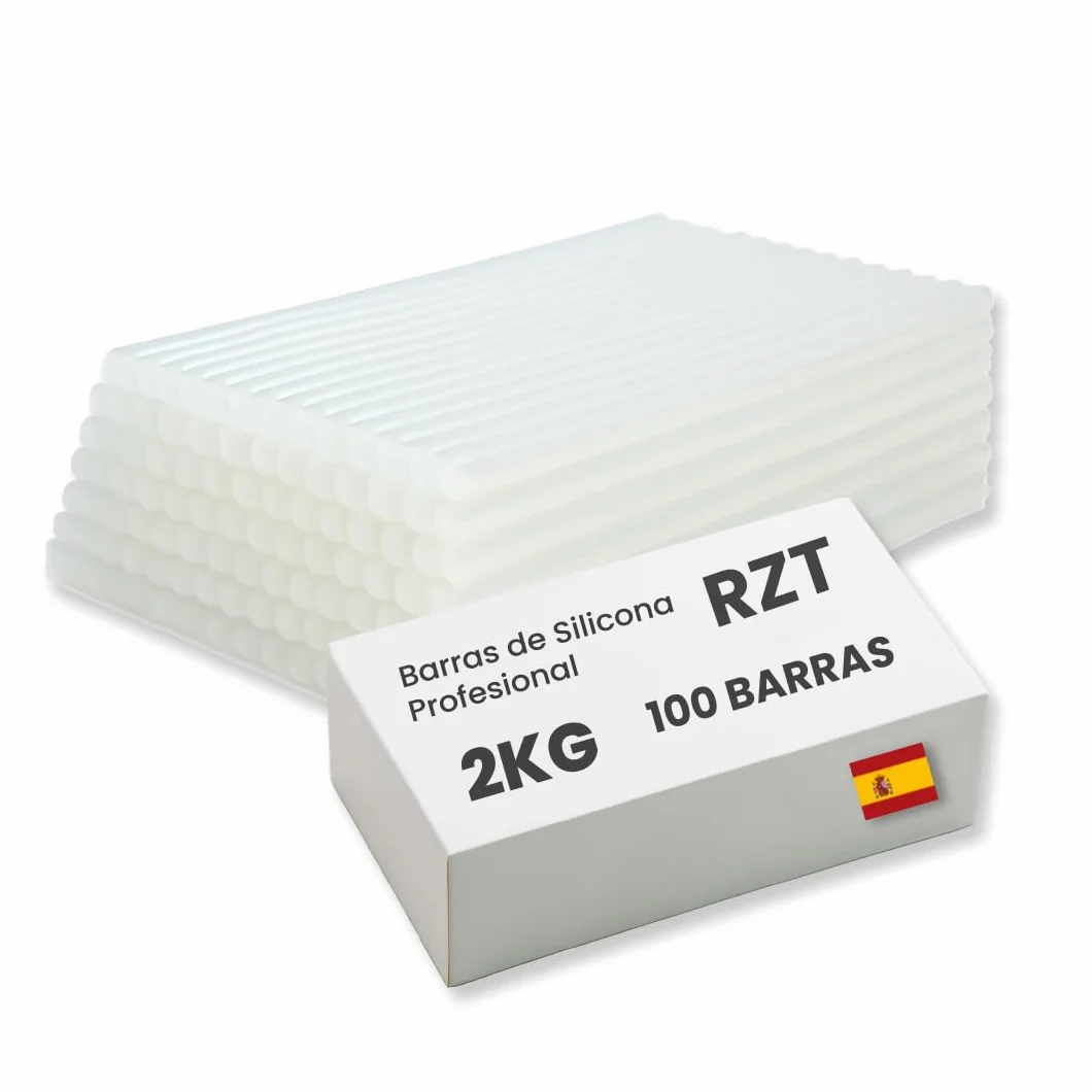 RZT | Cola Termofusible Traslúcido Para Pistola | Barras Para Pistola Caliente Transparente 11mm X 200mm | Uso Profesional | Termofusible Resistente Para Manualidades Y Reparaciones | 2Kg 100 Barras