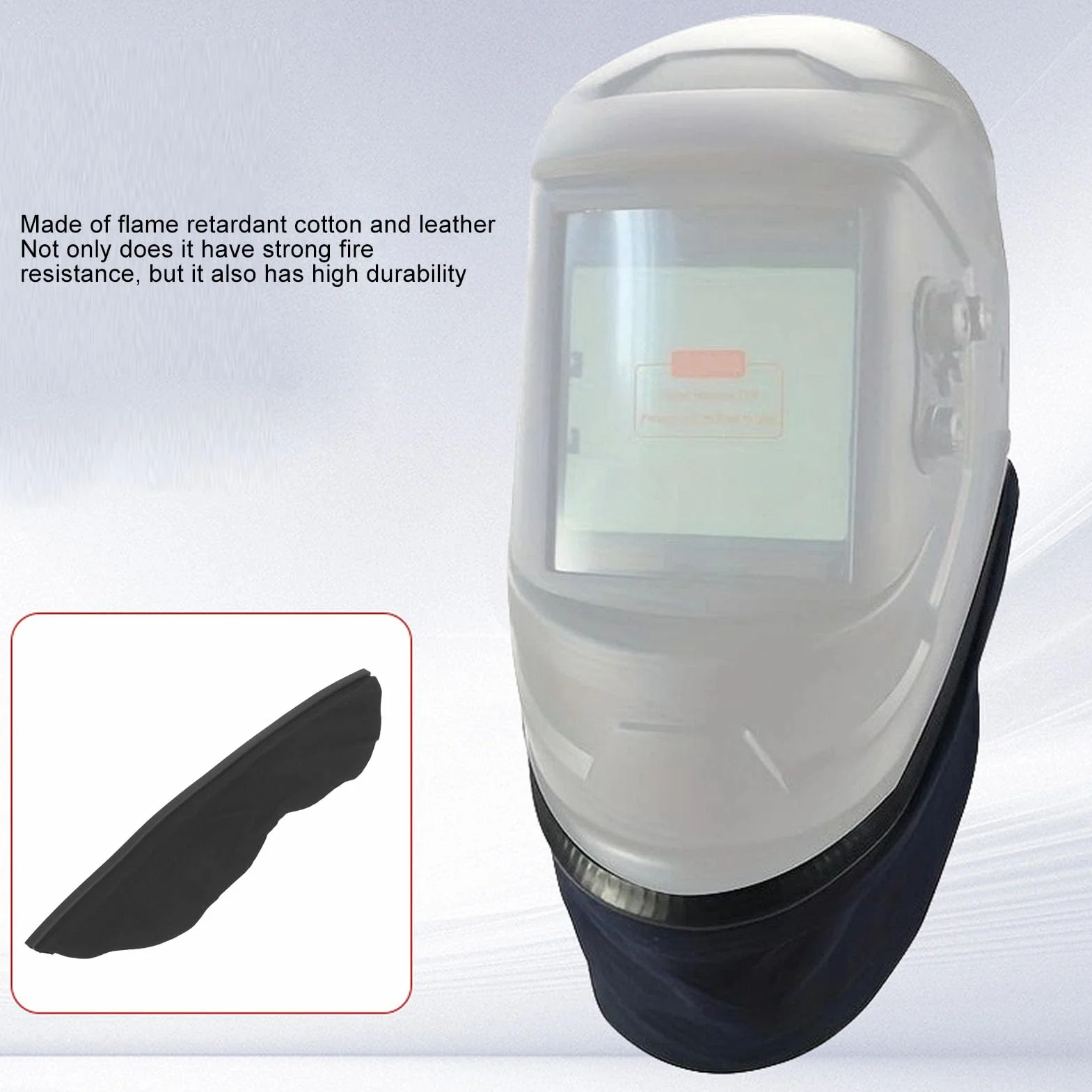 Babero de Cuero y Algodón para Casco, Babero de Soldadura Resistente Al Calor, Babero Envolvente Ignífugo para Casco Compatible con la Mayoría de los Cascos de Soldadura, Fácil