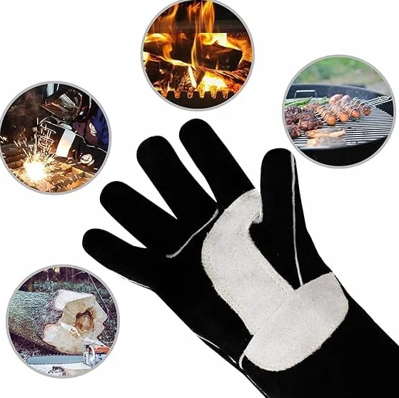 YESWELDER Guantes de Cuero para Soldadura MIG Resistentes al Calor Negros