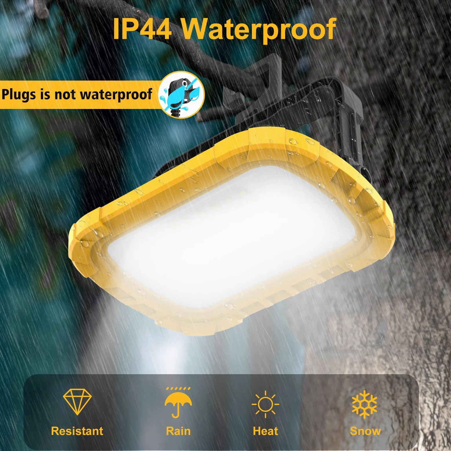 T-SUN 30W Foco LED Portátil, 1000LM Foco Trabajo LED con Enchufe y Cable de 1,8 m, Soporte Plegable, Blanca Fría de 6500K, Luz de Trabajo Impermeable para Garajes, Talleres y Obras- 2 Piezas