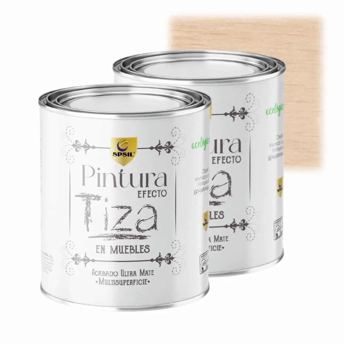 SPSIL Pintura a la Tiza Barniz Mate (750ml X 2) Multiusos Sin Lijado, Secado Rápido Lavable Ecológica, Mate Vintage para Madera Metal Yeso, Interiores Exteriores Bricolaje y Renovación de Muebles