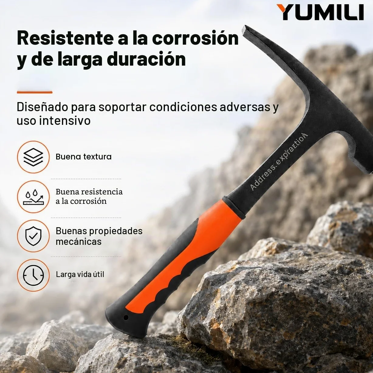 Geológico Exploración Martillo, Martillo Geológico Profesional 850g, Geología Rock Pick Hammer, Pico de Roca de Cabeza Plana, Herramienta de Exploración de Minerales para Geología al Aire Libre, 285mm