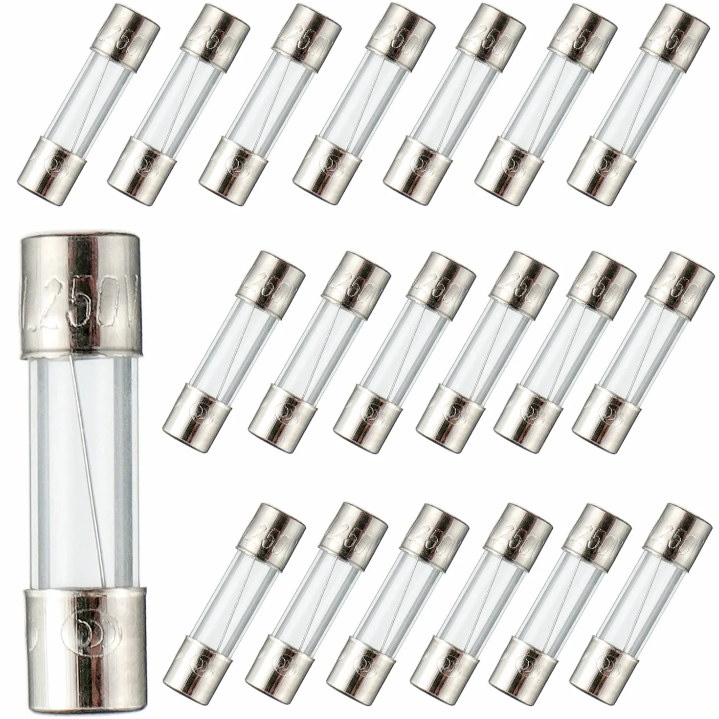 BOJACK F2AL250V Fusibles de fundición rápida 2A 250V 5x20 mm Tubo de vidrio 20 piezas